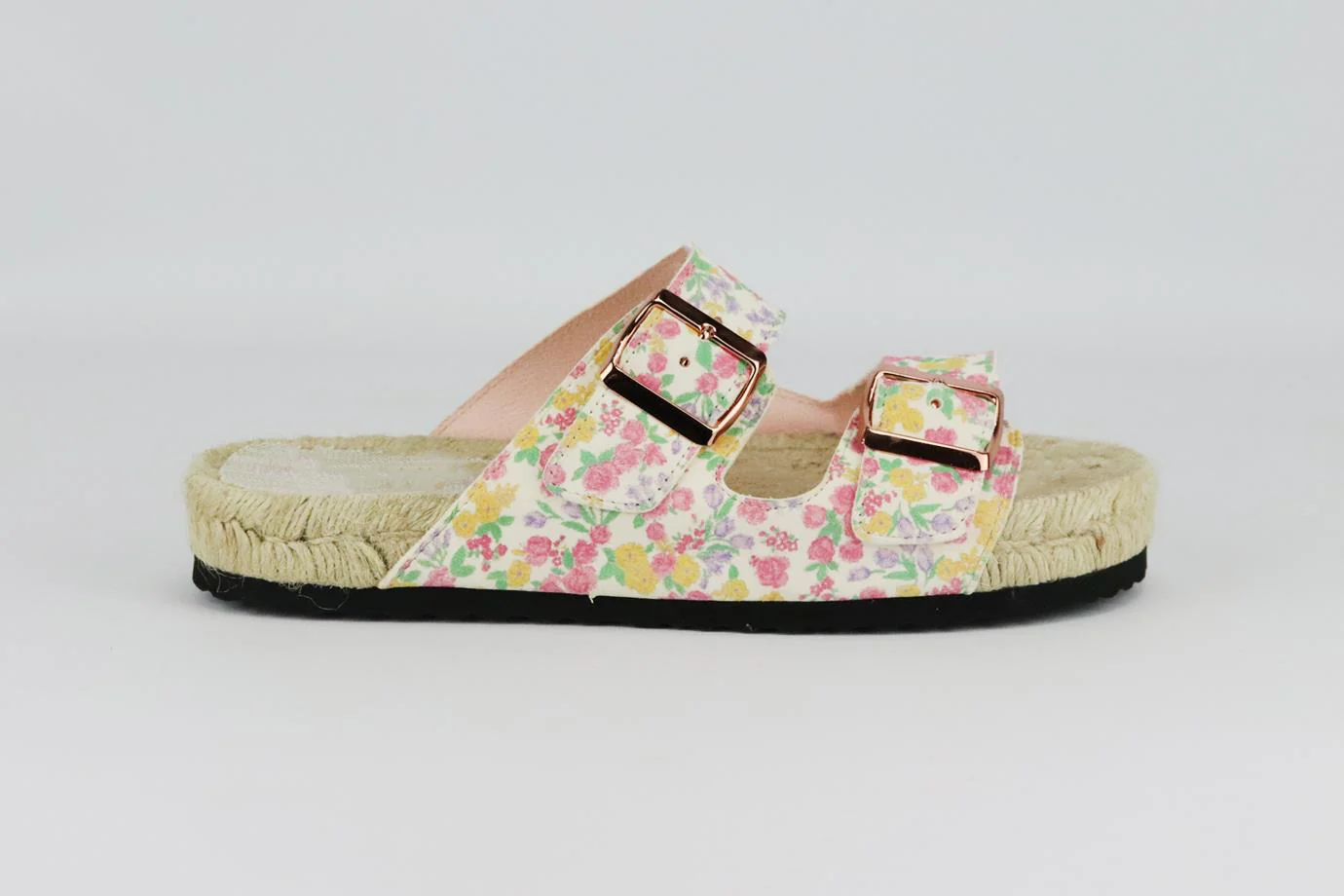 LOVESHACKFANCY + MANEBI FLORAL PRINT FAUX SUEDE AND JUTE SLIDES EU 38 UK 5 US 8 - Image 2