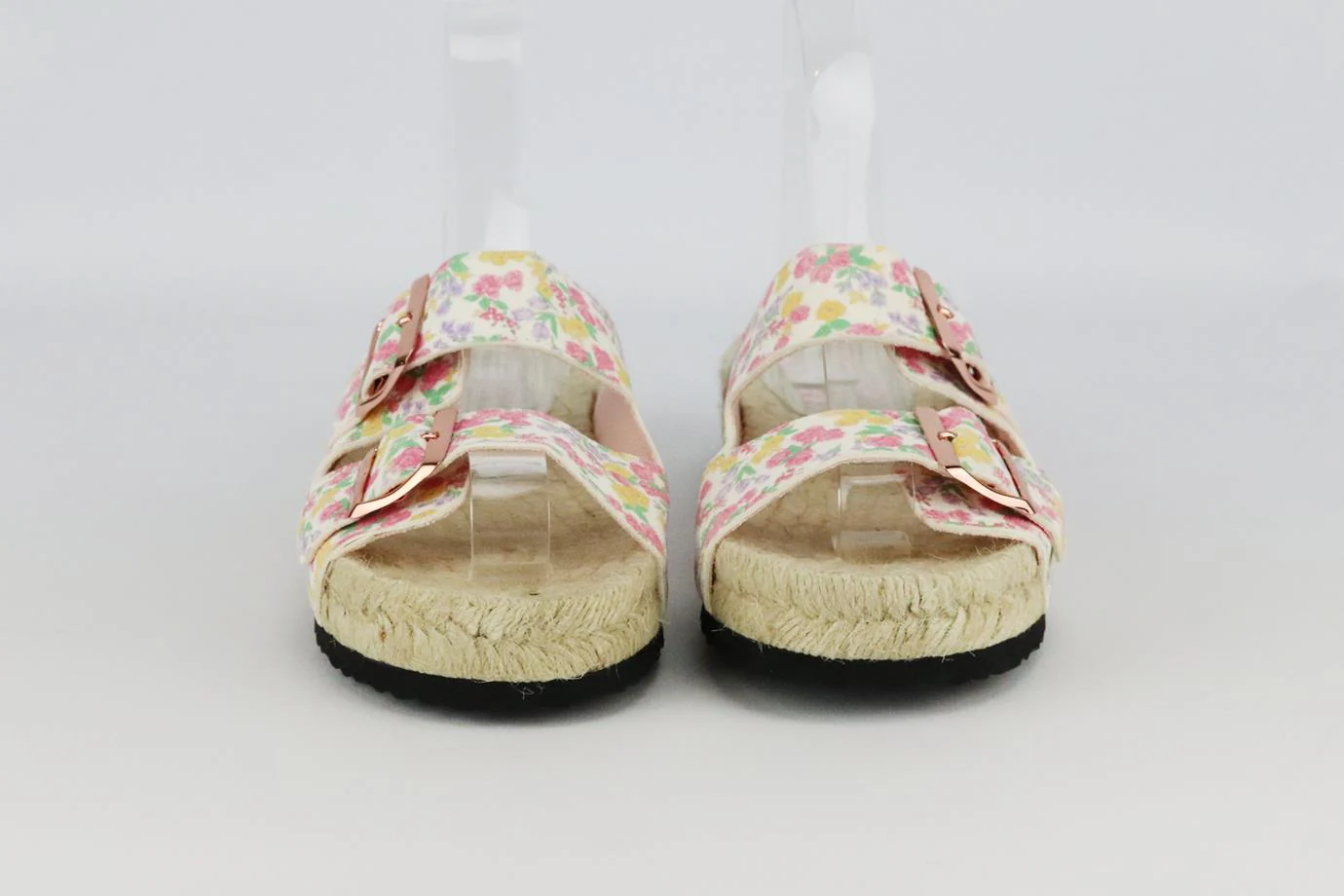 LOVESHACKFANCY + MANEBI FLORAL PRINT FAUX SUEDE AND JUTE SLIDES EU 38 UK 5 US 8 - Image 3