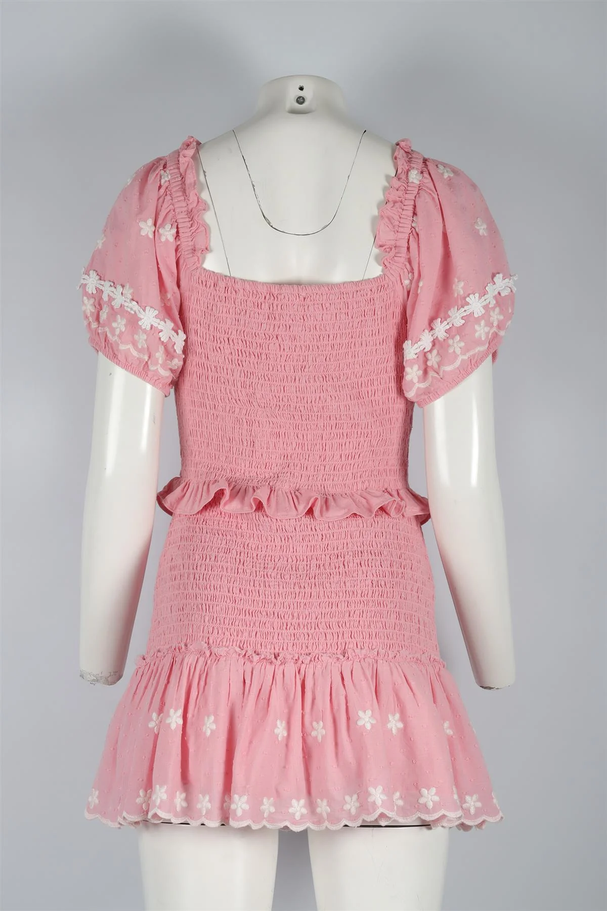 LOVESHACKFANCY PINK COTTON MINI DRESS MEDIUM - Image 4
