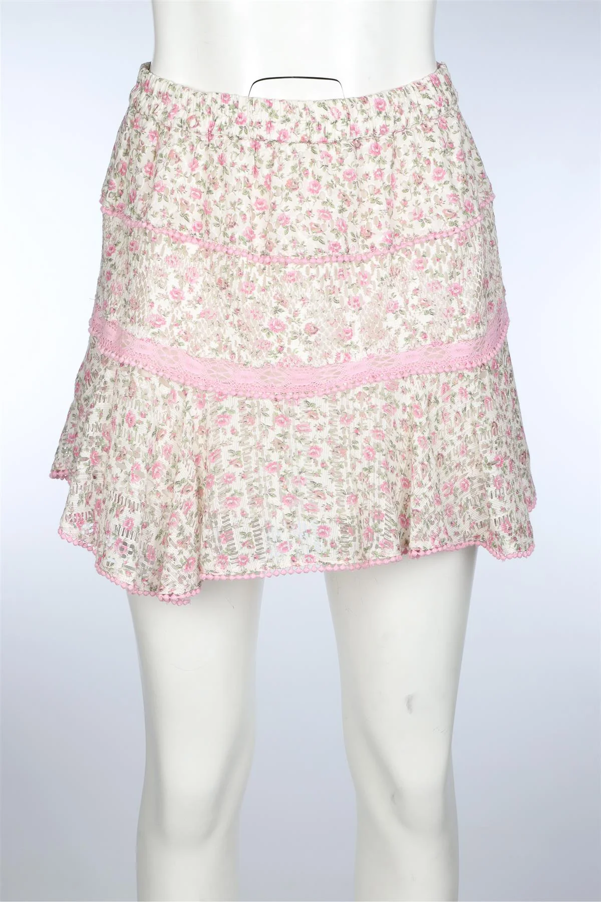 LOVESHACKFANCY PINK COTTON MINI SKIRT SMALL - Image 2