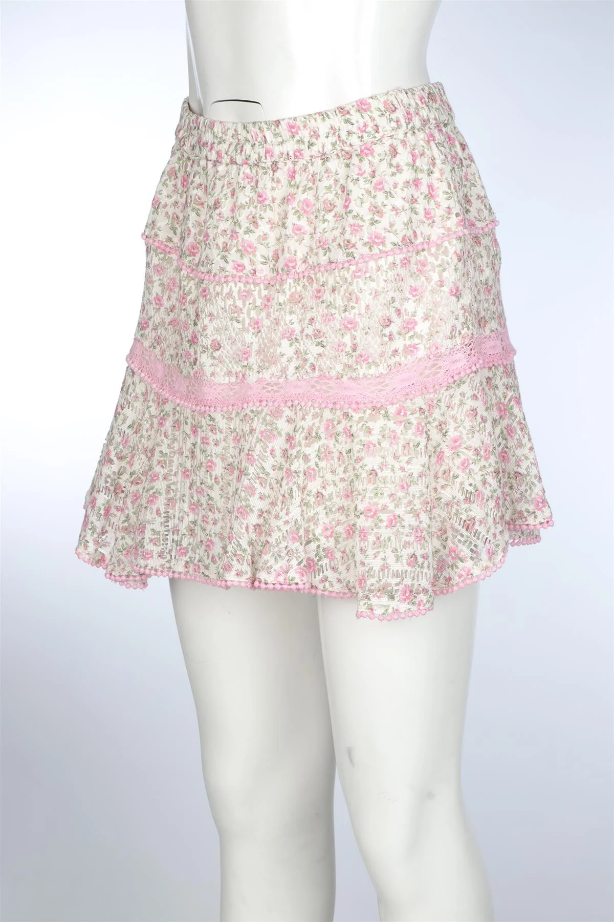 LOVESHACKFANCY PINK COTTON MINI SKIRT SMALL - Image 3