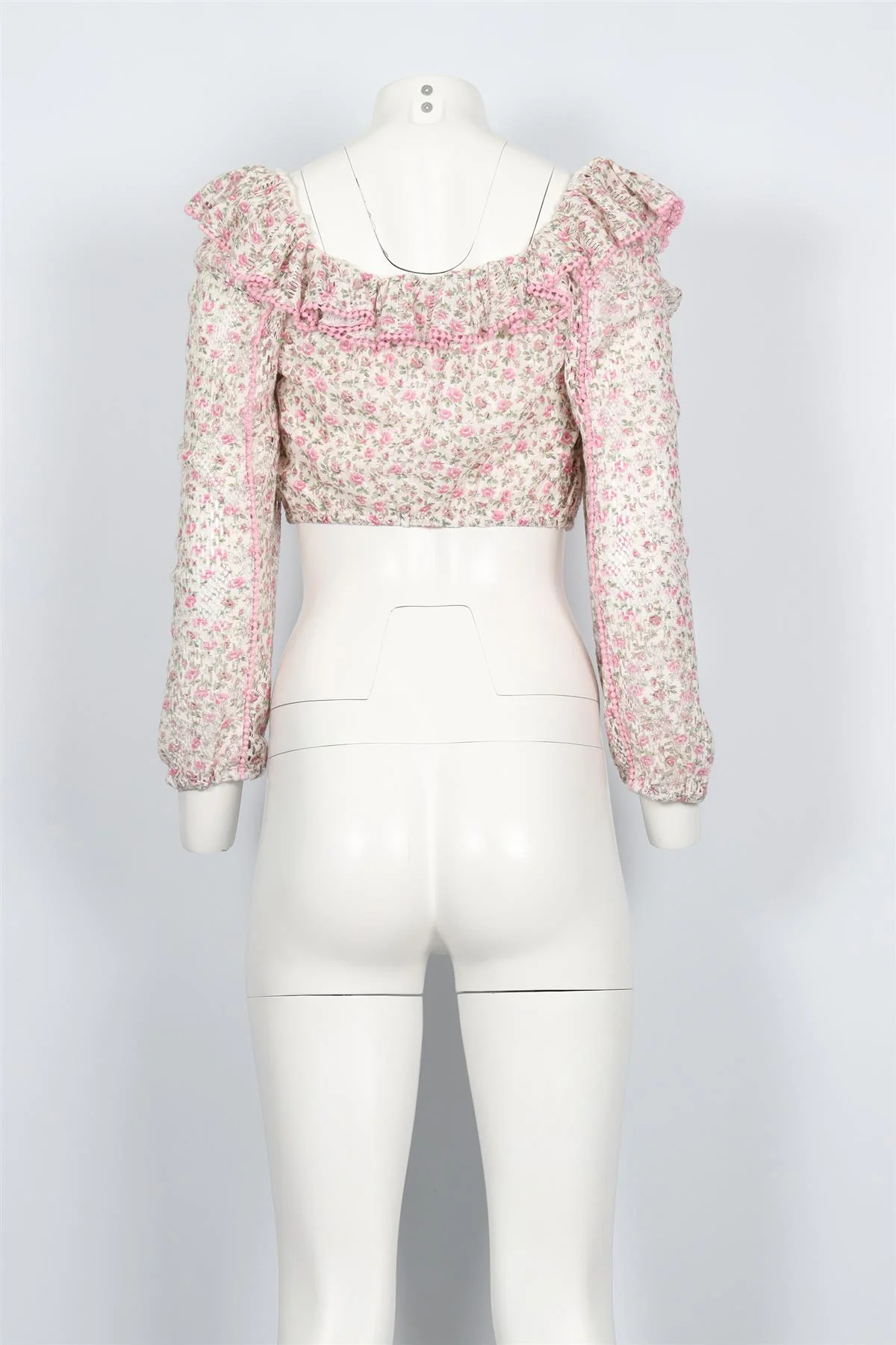 LOVESHACKFANCY PINK CROPPED COTTON BLEND TOP SMALL - Image 4