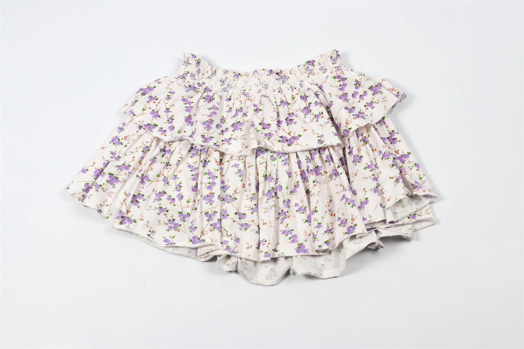 LOVESHACKFANCY PURPLE FLORAL MINI SKIRT XX-SMALL - Image 2