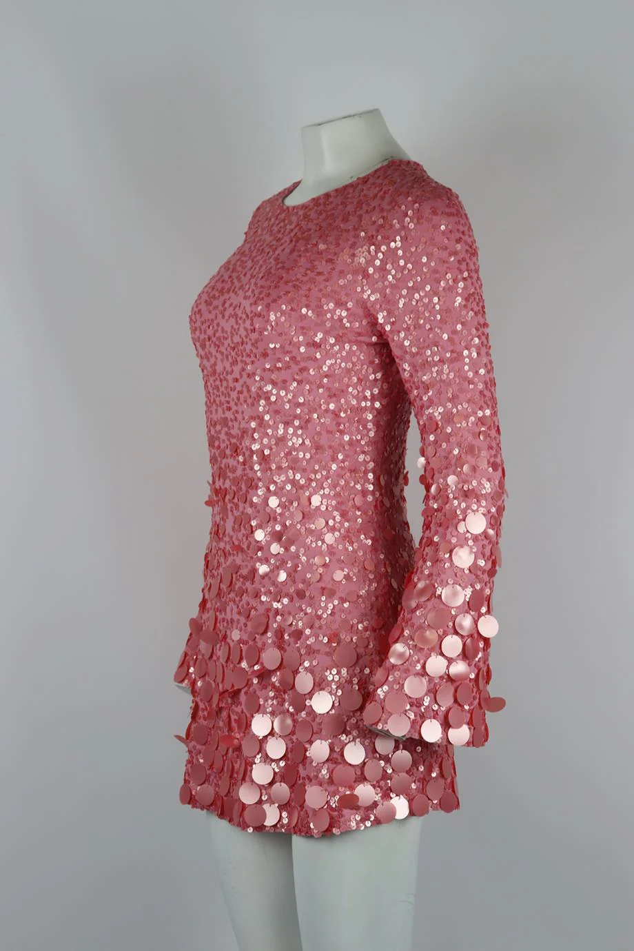 LOVESHACKFANCY SEQUINNED STRETCH JERSEY MINI DRESS XSMALL - Image 3