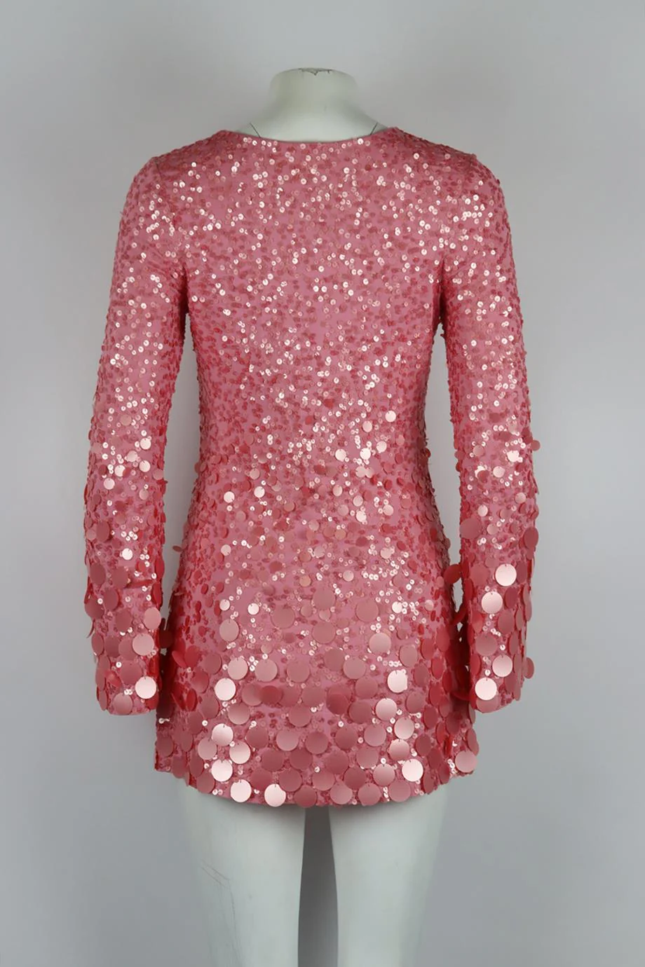 LOVESHACKFANCY SEQUINNED STRETCH JERSEY MINI DRESS XSMALL - Image 4