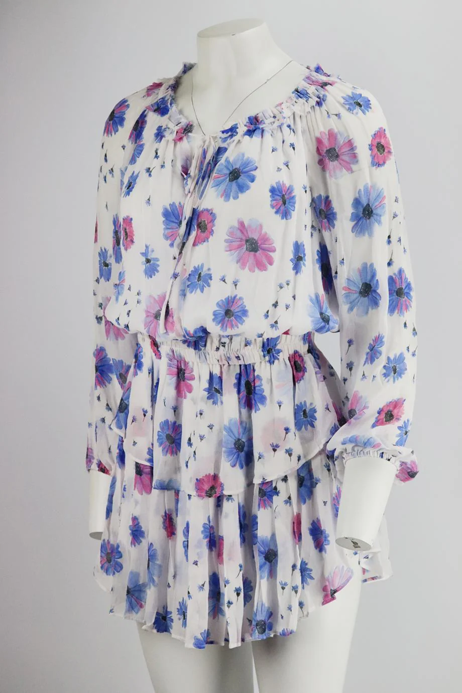 LOVESHACKFANCY TIERED FLORAL PRINT CHIFFON MINI DRESS SMALL - Image 3