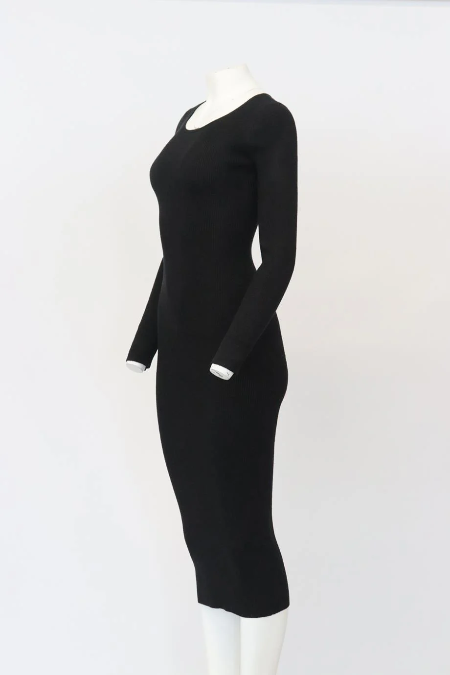 LPA RIBBED STRETCH KNIT MIDI DRESS MEDIUM - Image 3
