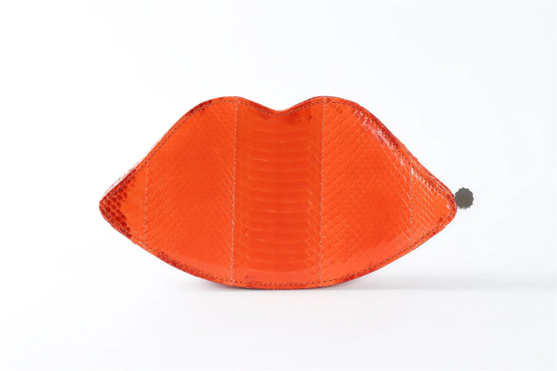 LULU GUINNESS ORANGE LIPS SNAKESKIN CLUTCH - Image 6