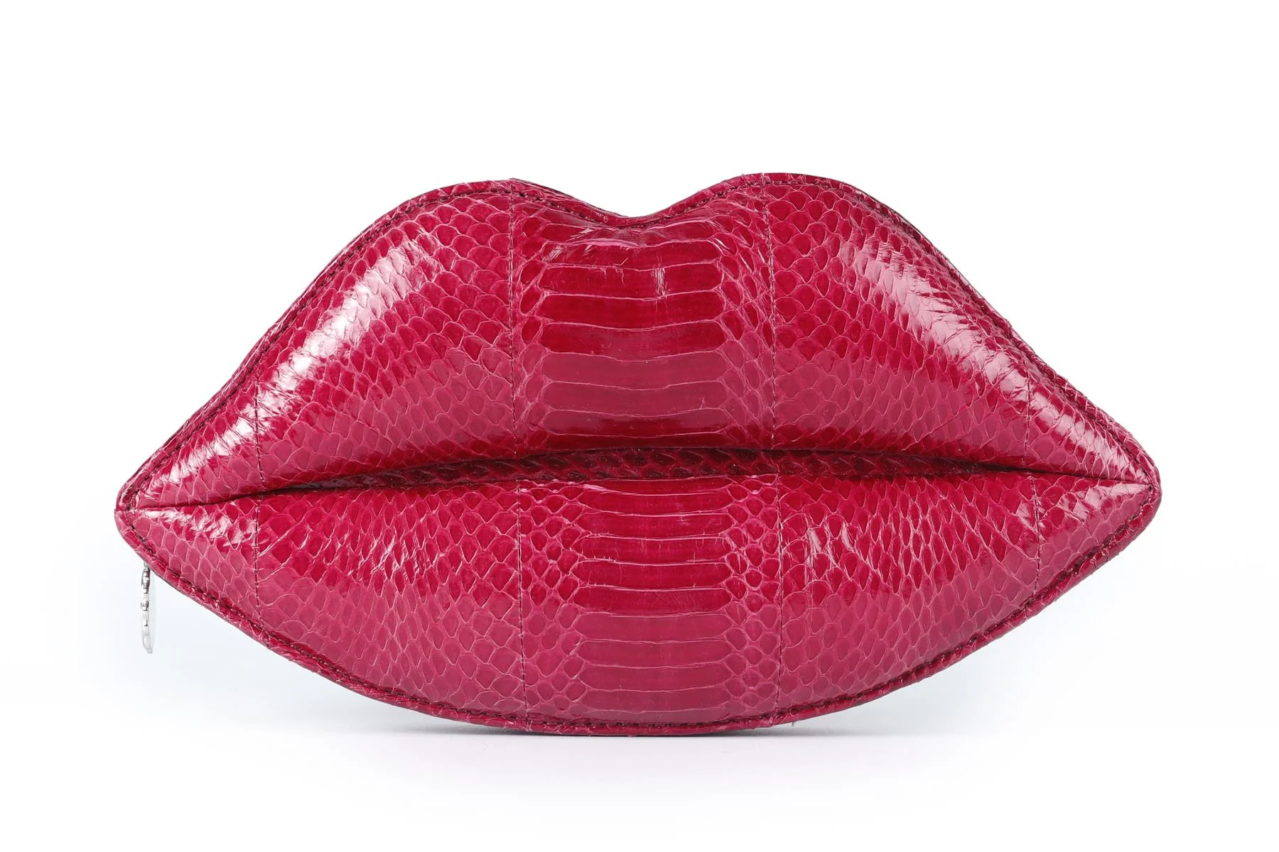 LULU GUINNESS PINK LIPS SNAKESKIN CLUTCH - Image 2