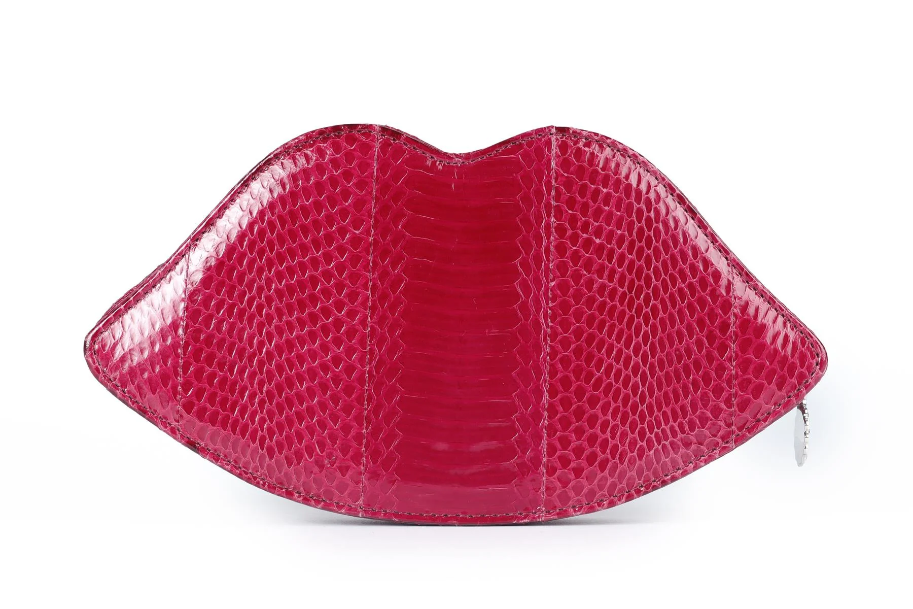 LULU GUINNESS PINK LIPS SNAKESKIN CLUTCH - Image 6