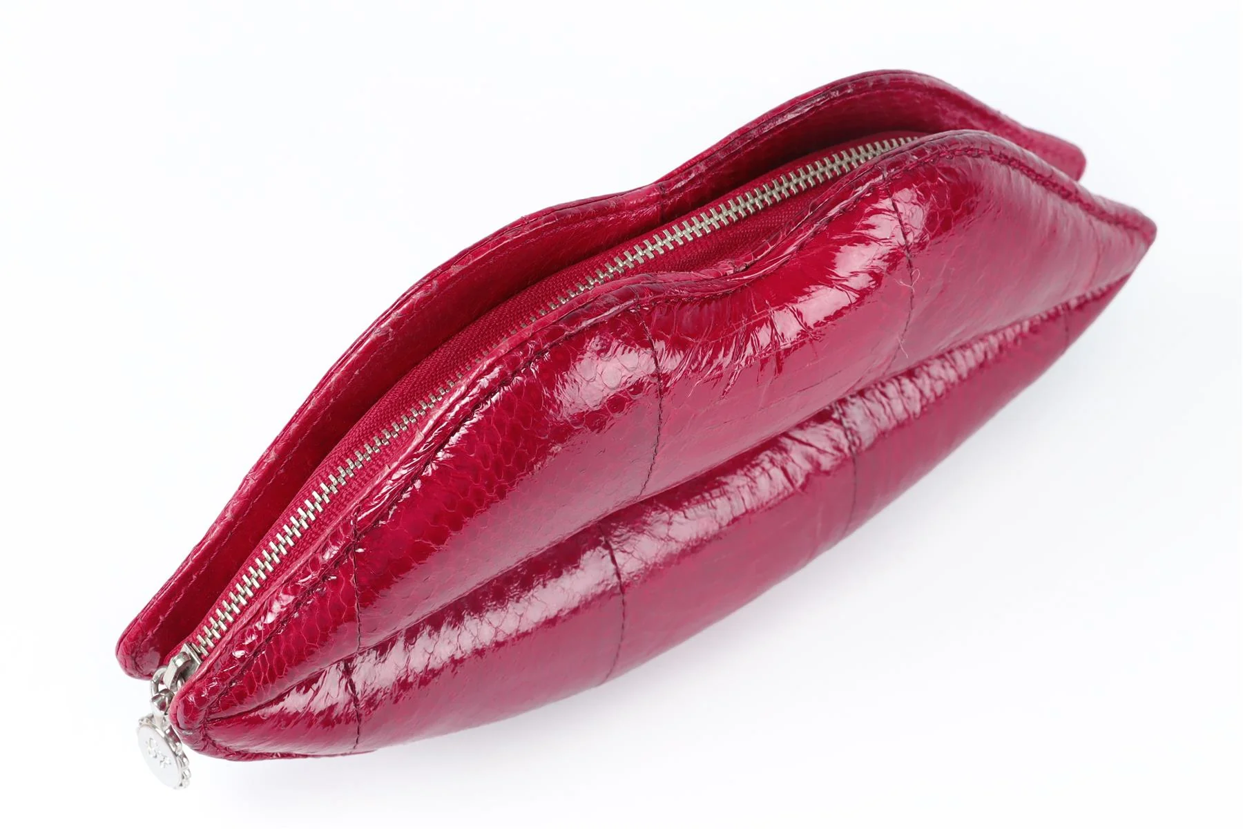 LULU GUINNESS PINK LIPS SNAKESKIN CLUTCH - Image 9