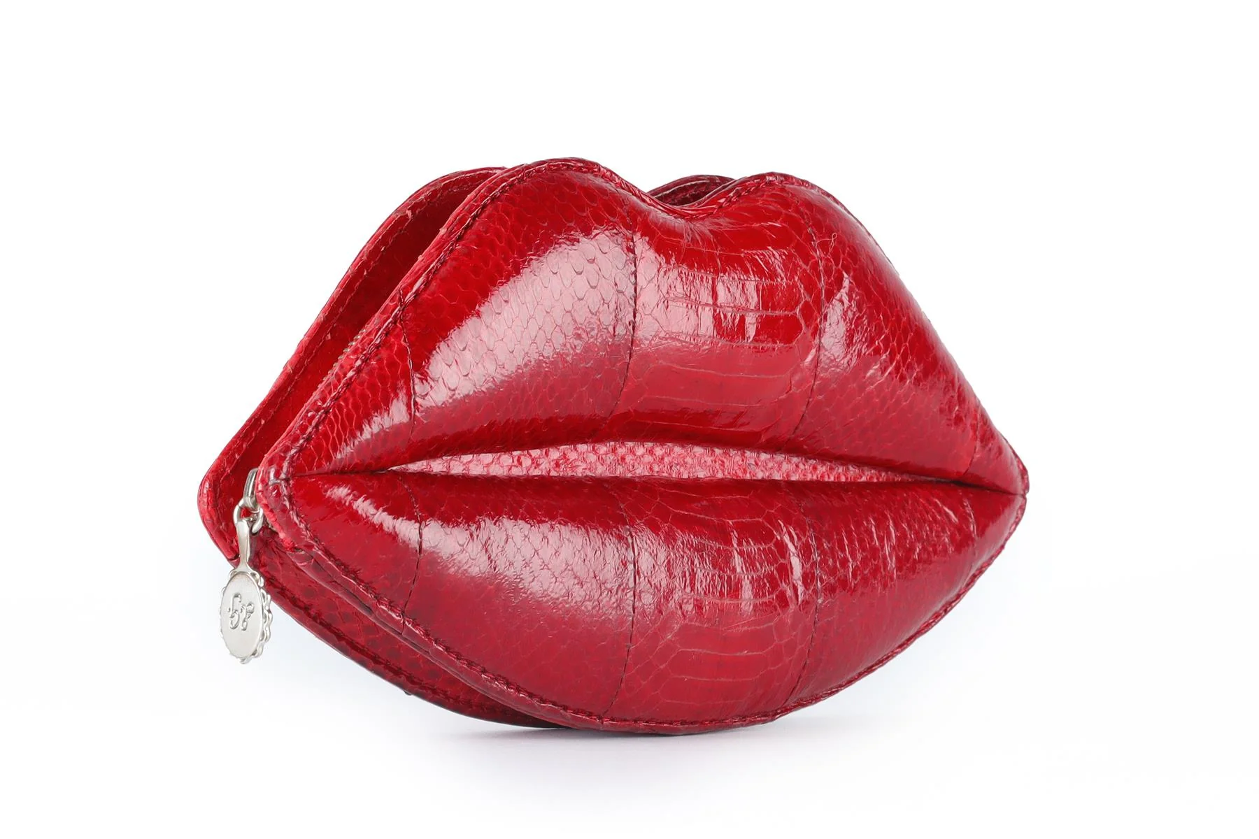 LULU GUINNESS RED LIPS SNAKESKIN CLUTCH - Image 3
