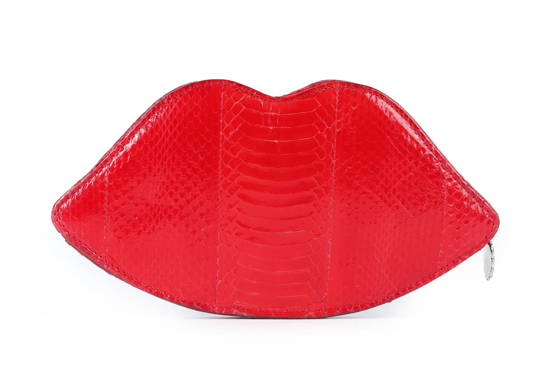 LULU GUINNESS RED LIPS SNAKESKIN CLUTCH - Image 6