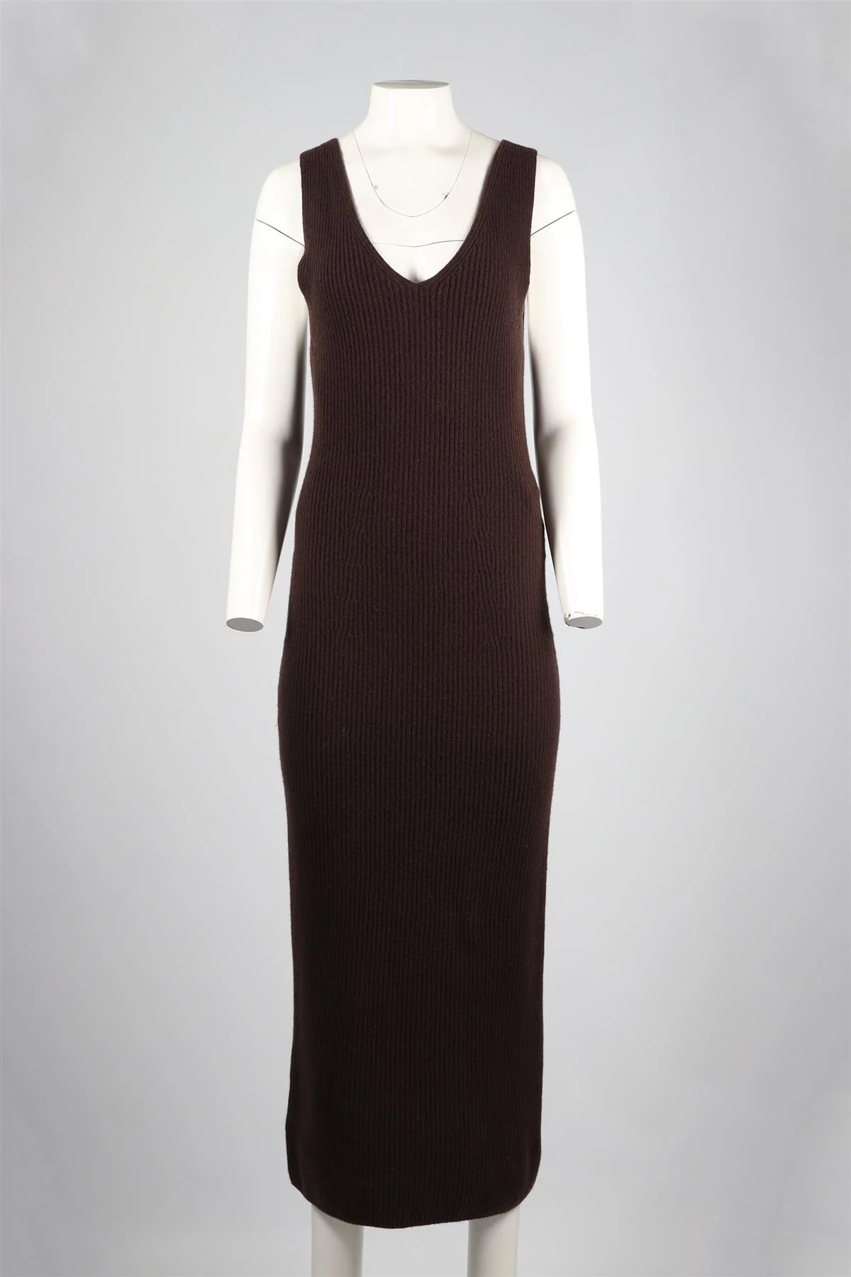 LVIR BROWN WOOL MIDI DRESS SMALL - Image 2