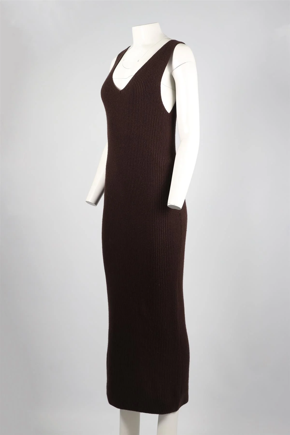 LVIR BROWN WOOL MIDI DRESS SMALL - Image 3