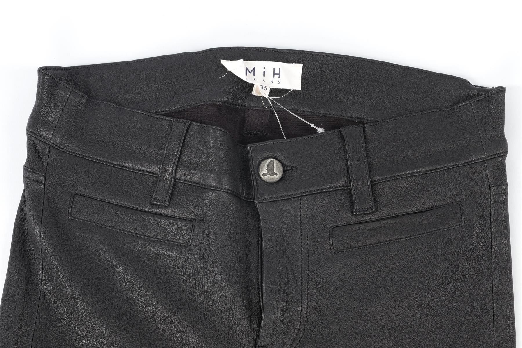 M.I.H BLACK LEATHER SKINNY PANTS W25 UK 6-8 - Image 3