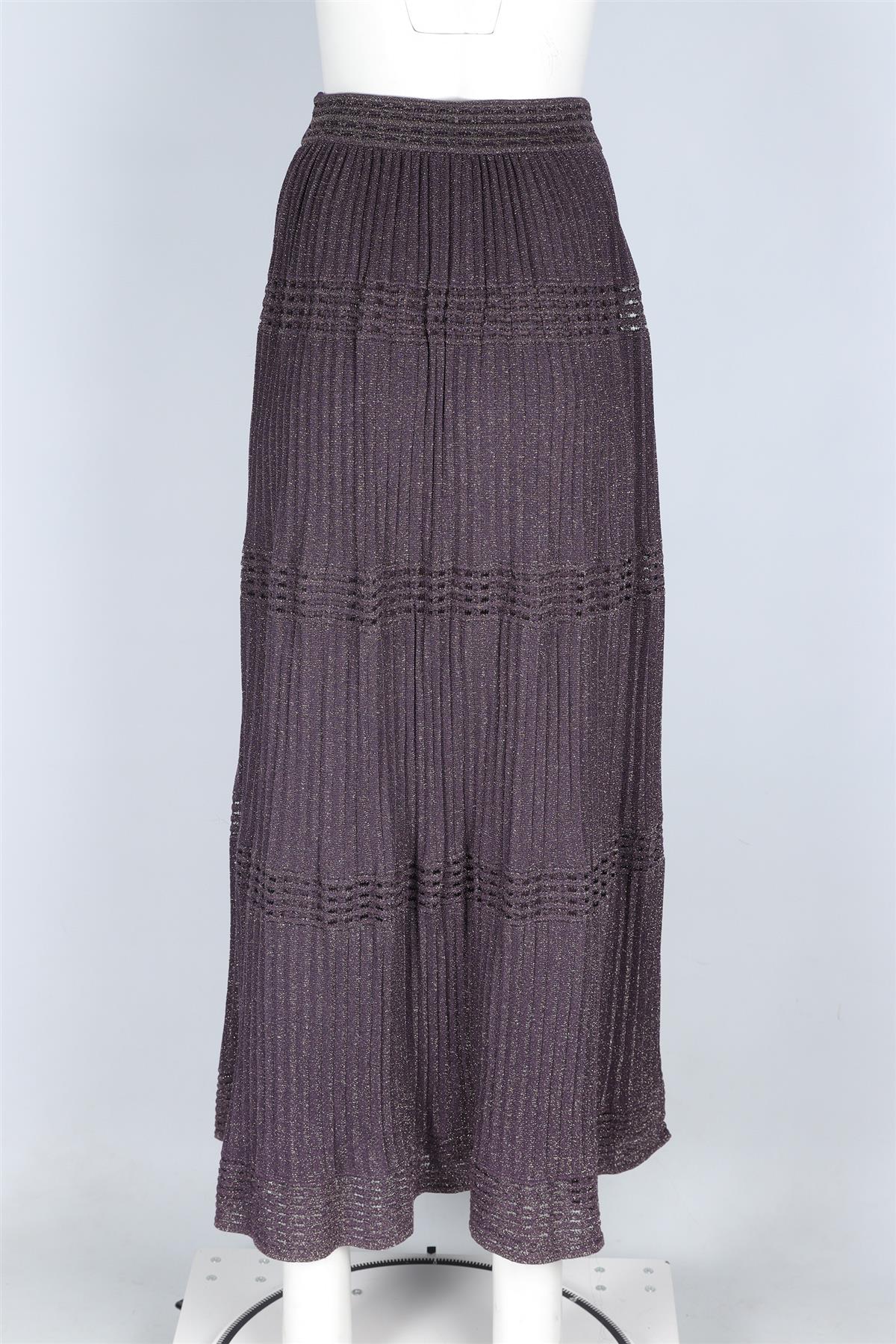 M MISSONI PURPLE CROCHET MAXI SKIRT IT 40 UK 8 - Image 4