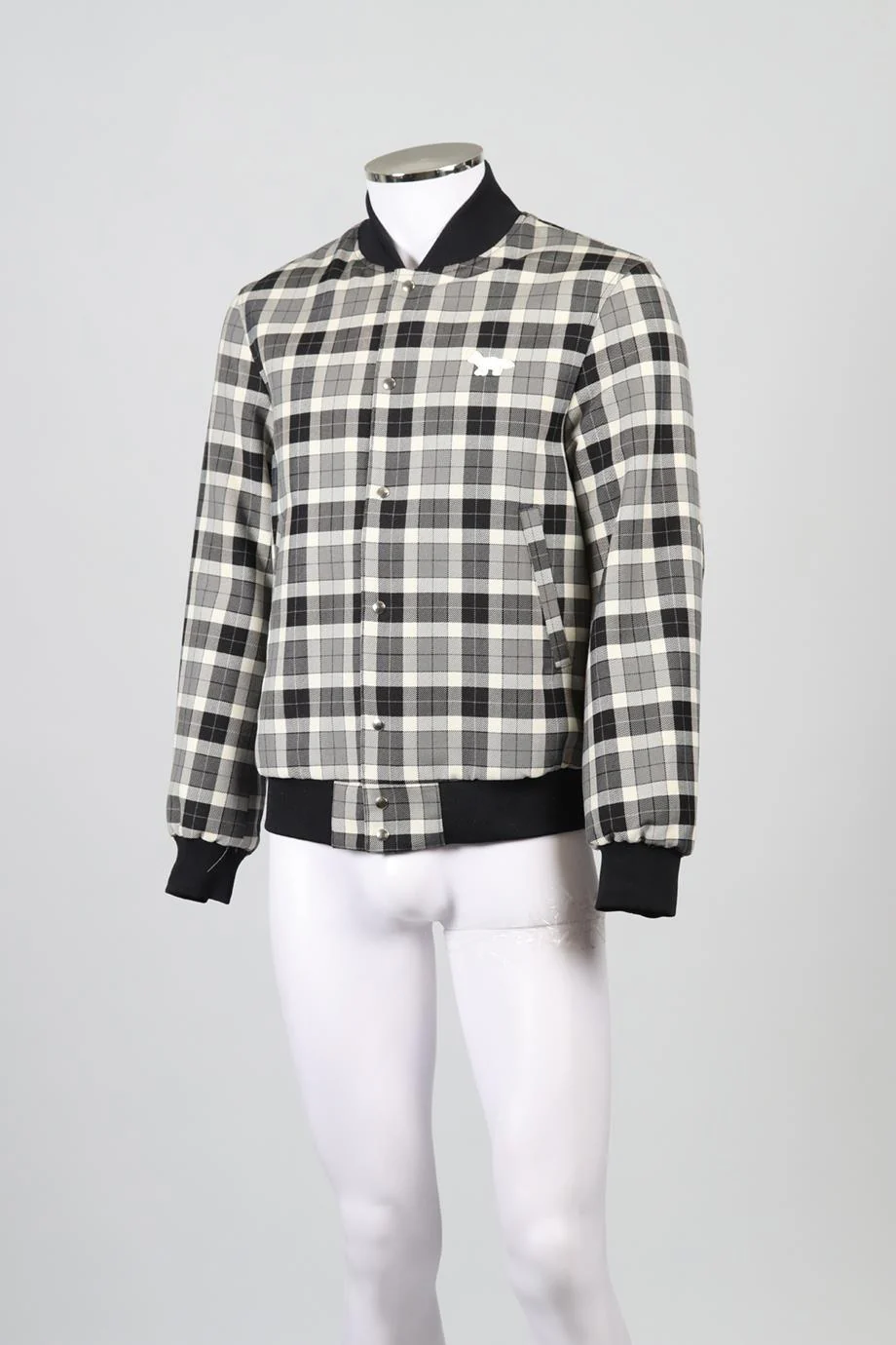 MAISON KITSUNE MEN'S REVERSIBLE WOOL BLEND BOMBER JACKET SMALL - Image 4