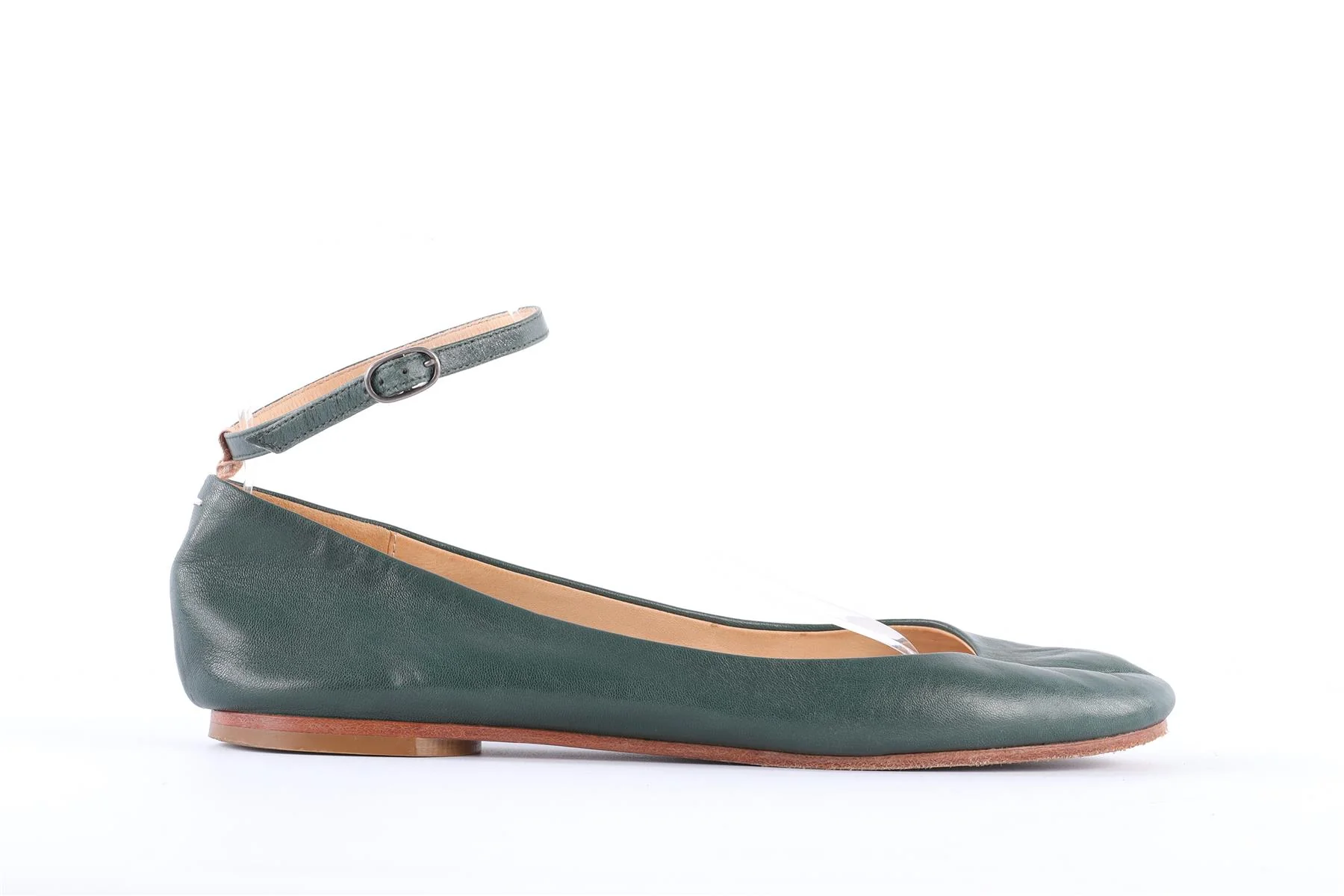 MAISON MARGIELA GREEN LEATHER BALLET FLATS EU 39 UK 6 US 9 - Image 2