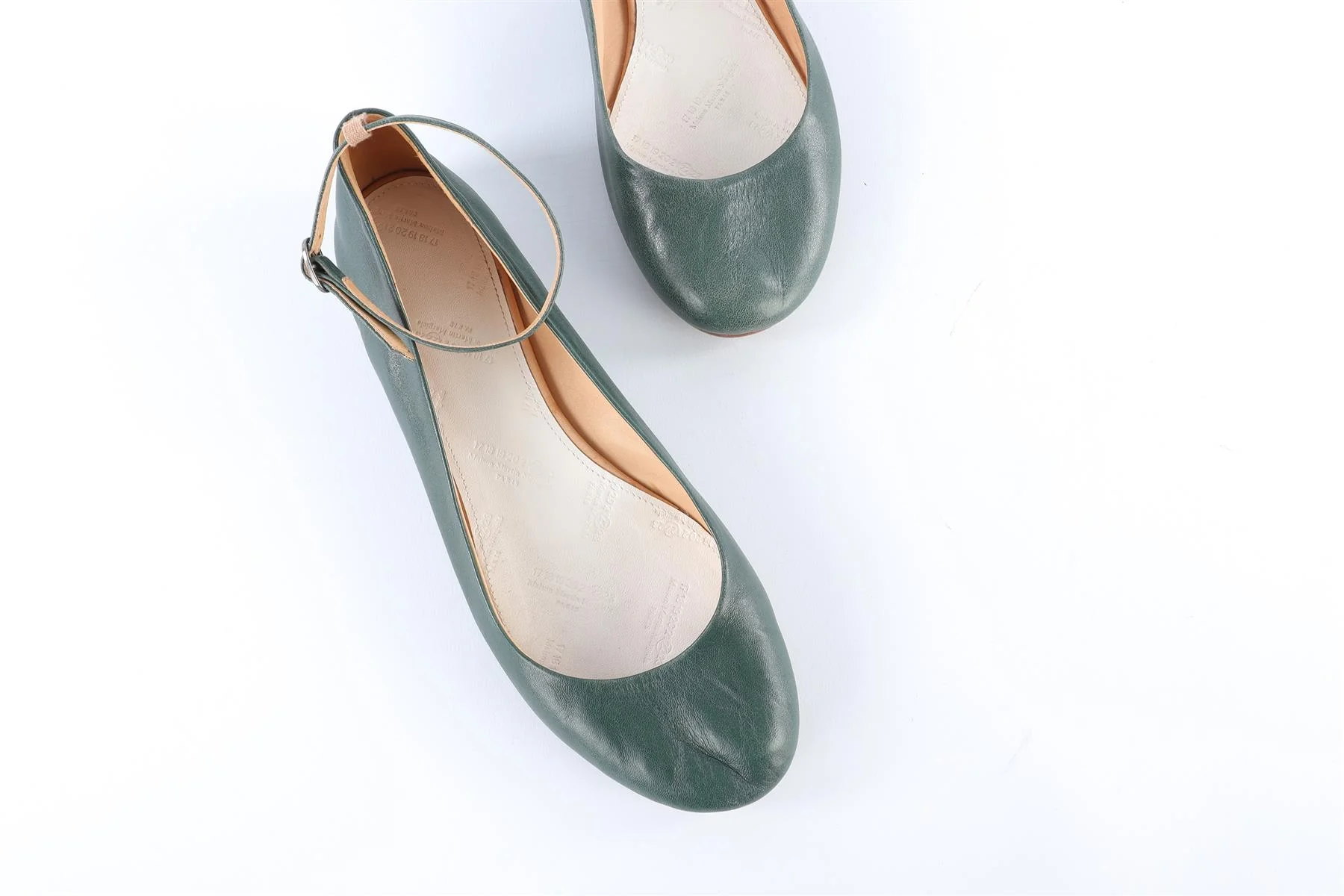 MAISON MARGIELA GREEN LEATHER BALLET FLATS EU 39 UK 6 US 9 - Image 4
