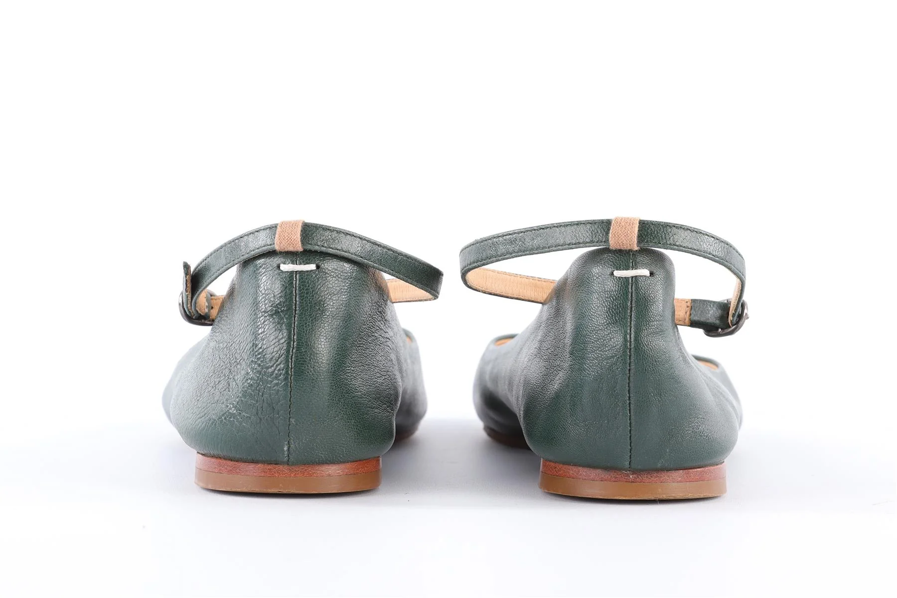 MAISON MARGIELA GREEN LEATHER BALLET FLATS EU 39 UK 6 US 9 - Image 5