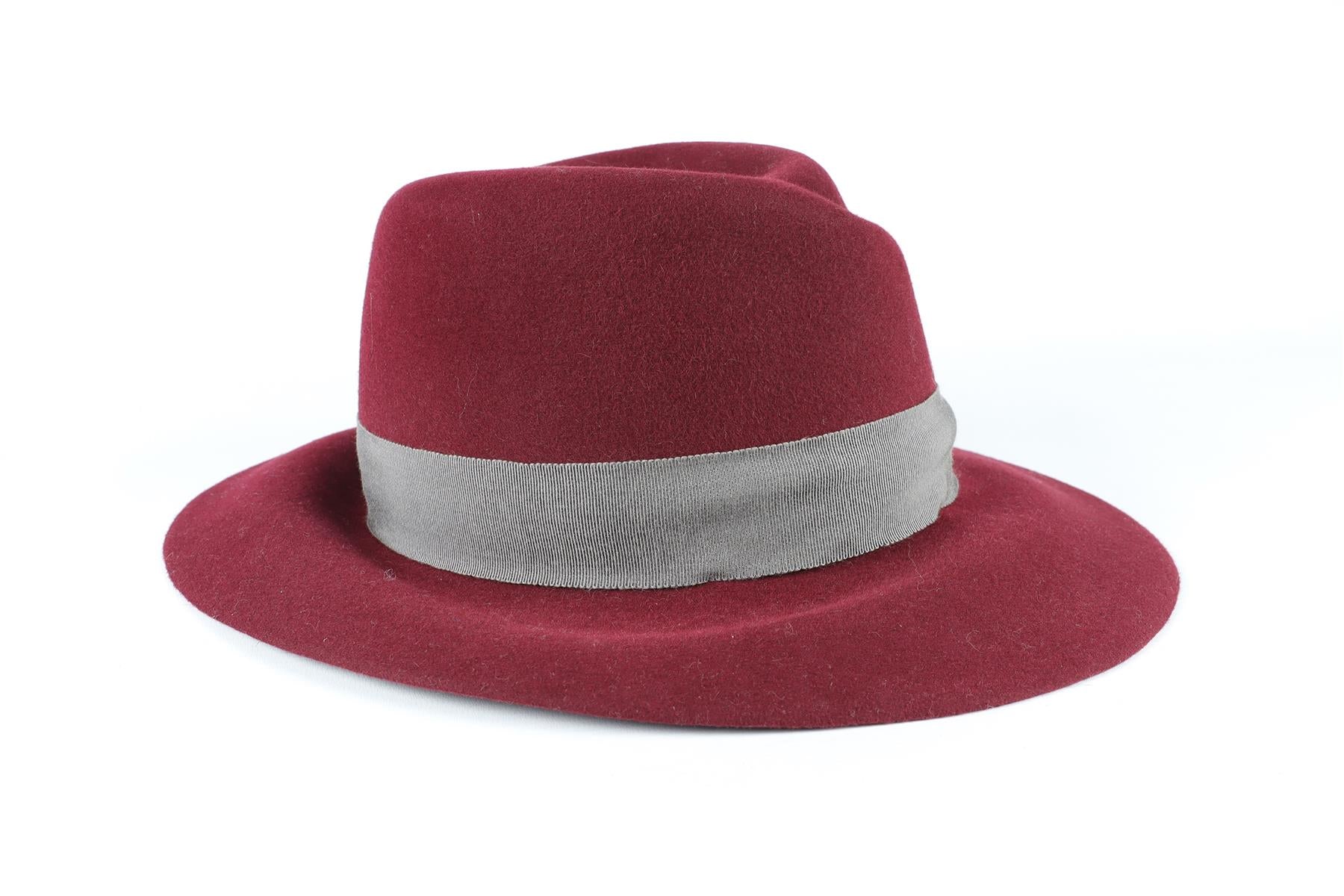 MAISON MICHEL BURGUNDY WOOL HAT MEDIUM - Image 2
