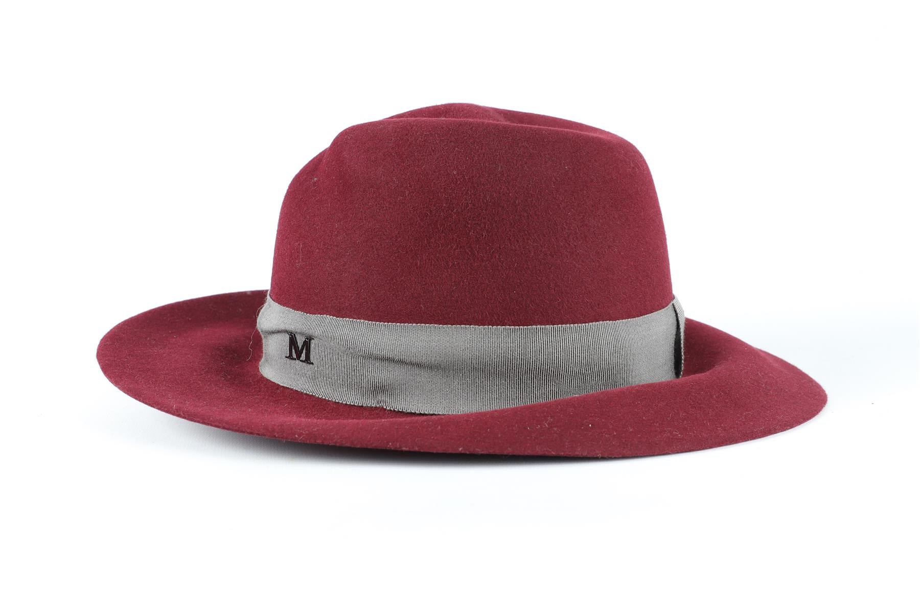 MAISON MICHEL BURGUNDY WOOL HAT MEDIUM - Image 4