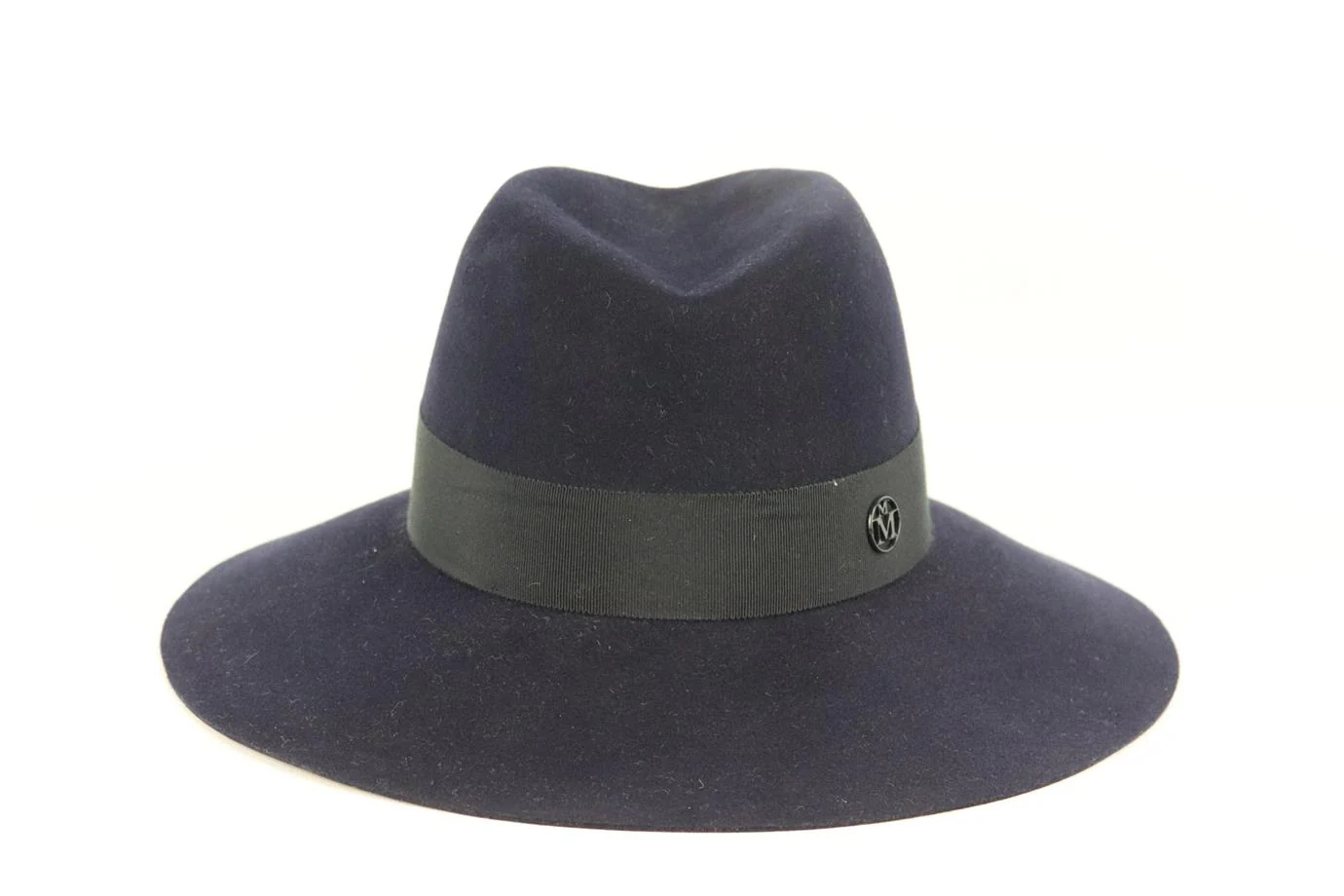 MAISON MICHEL GROSGRAIN TRIMMED WOOL FELT FEDORA MEDIUM - Image 2