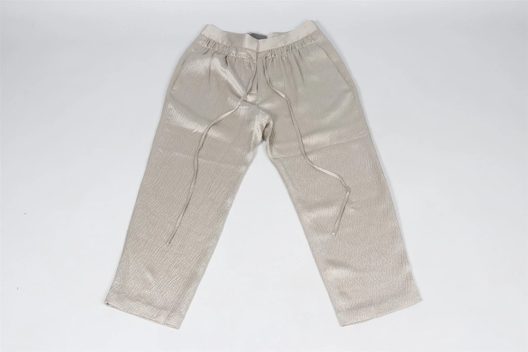 MAIYET GREY SILK STRAIGHT LEG PANTS US 0 UK 4 - Image 2