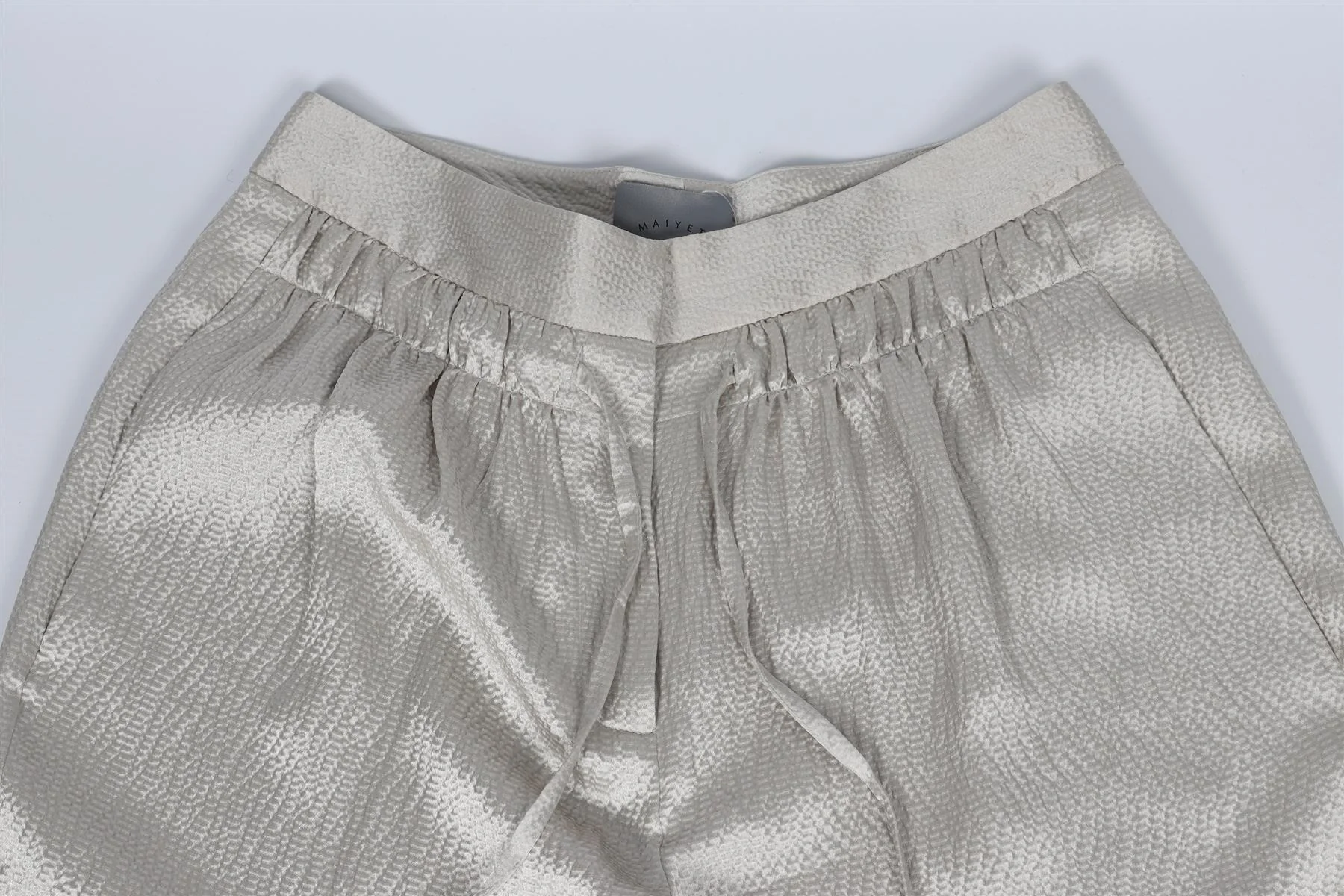 MAIYET GREY SILK STRAIGHT LEG PANTS US 0 UK 4 - Image 3