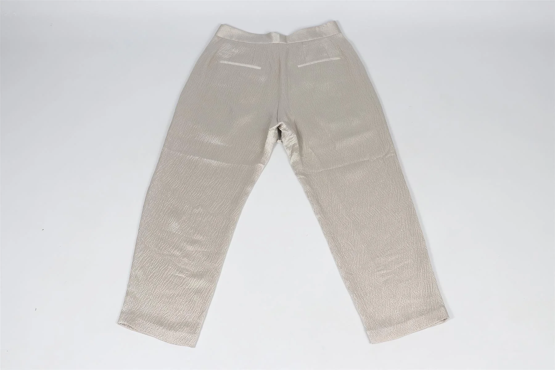 MAIYET GREY SILK STRAIGHT LEG PANTS US 0 UK 4 - Image 4