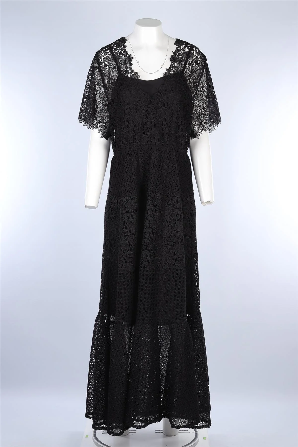 MAJE BLACK LACE MAXI DRESS UK 14 - Image 2