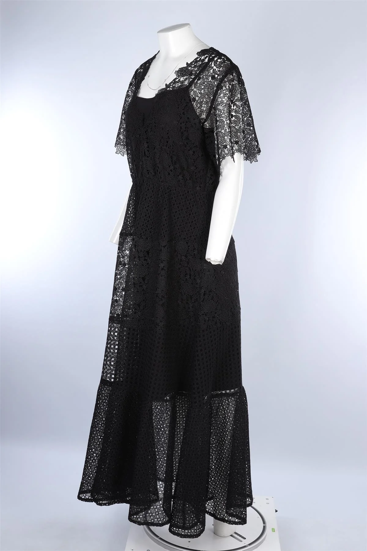 MAJE BLACK LACE MAXI DRESS UK 14 - Image 3