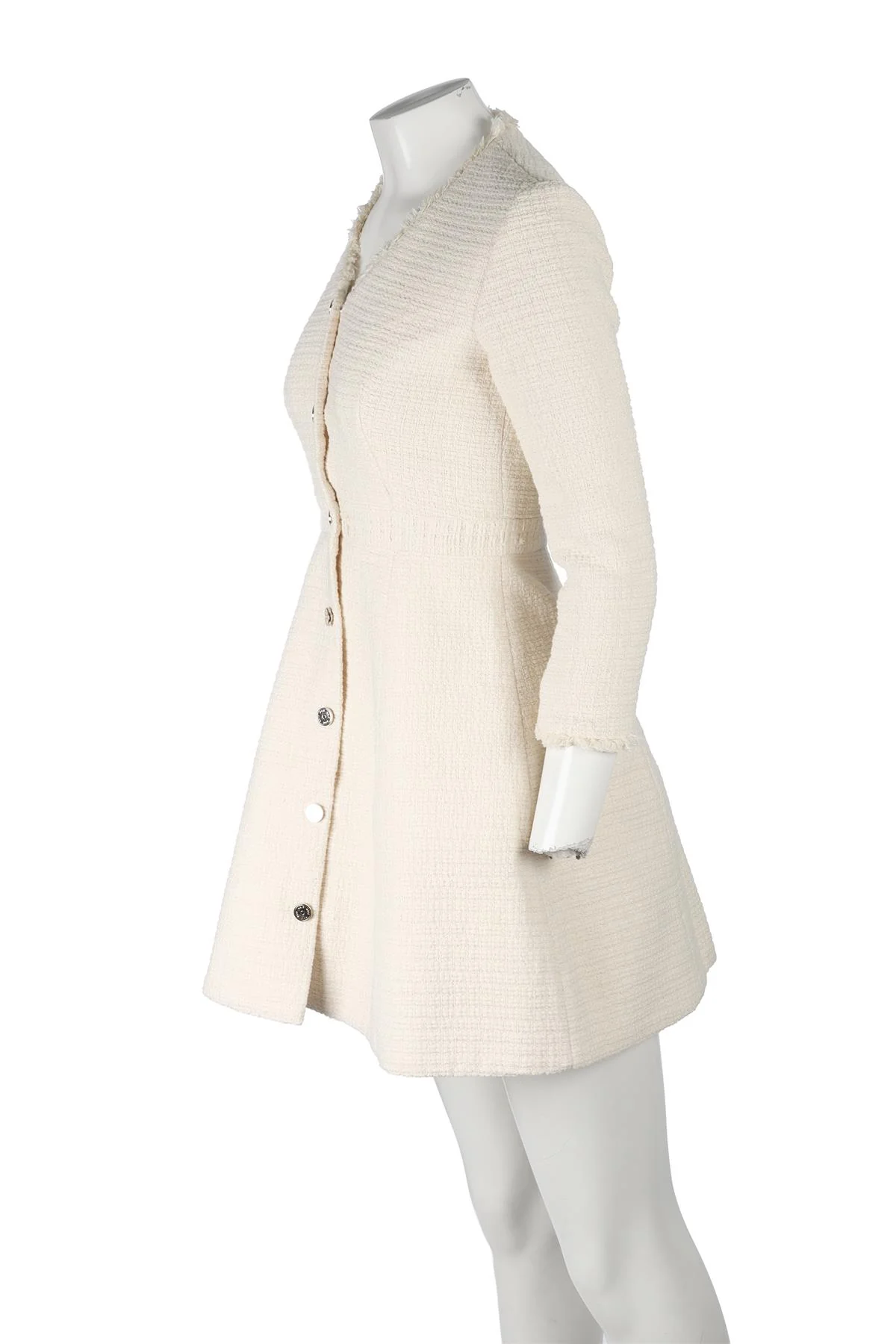 MAJE CREAM TWEED MINI DRESS SMALL - Image 3