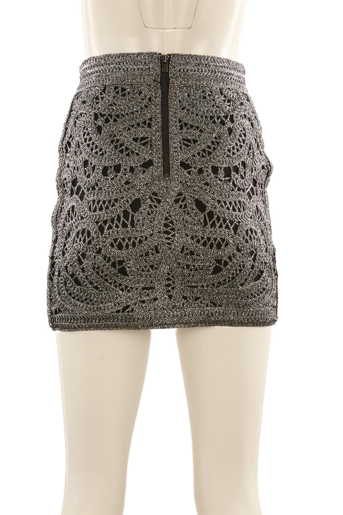MAJE SILVER KNIT MINI SKIRT FR 36 UK 8 - Image 4