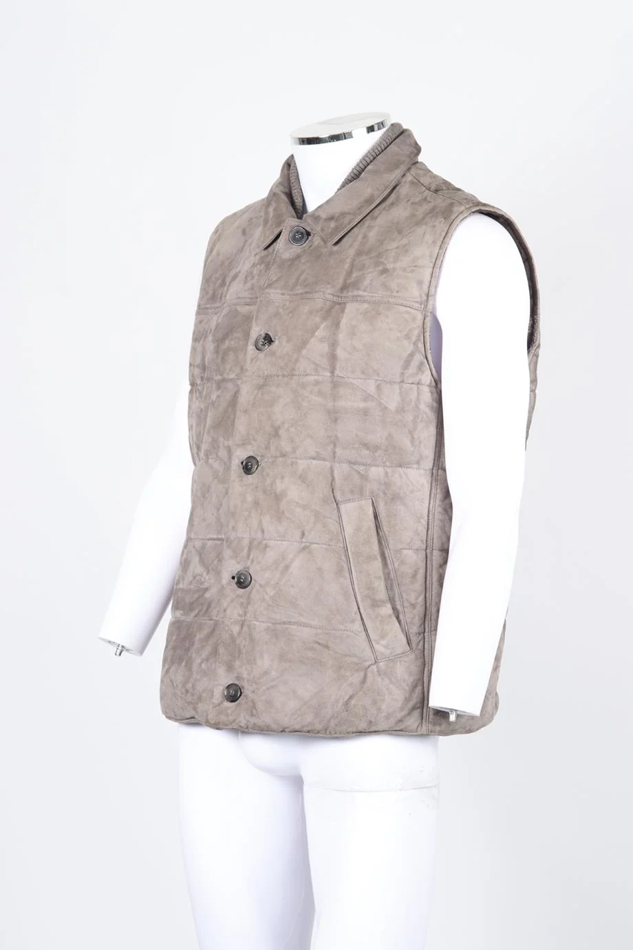 MANDELLI MEN'S QUILTED PADDED SUEDE VEST XLARGE - Image 3
