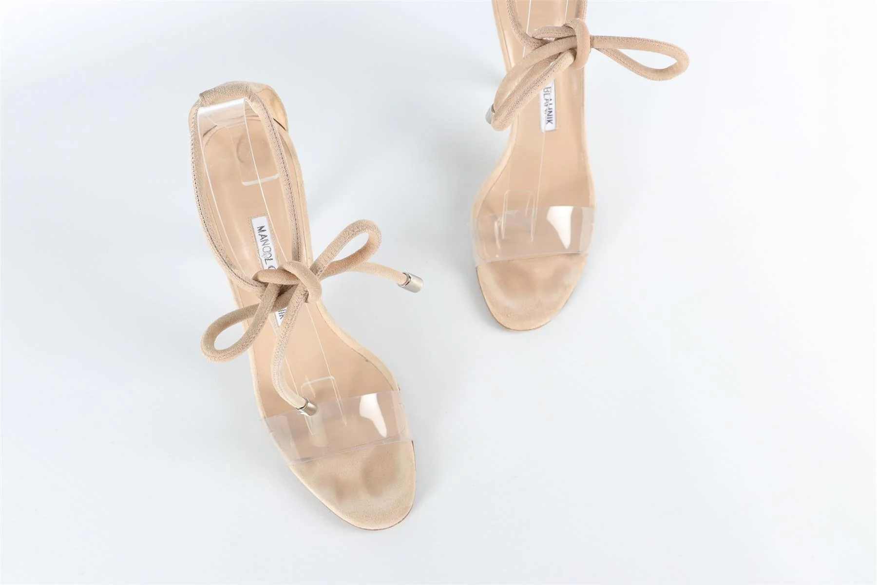 MANOLO BLAHNIK BEIGE SUEDE SANDALS EU 38 UK 5 US 8 - Image 10