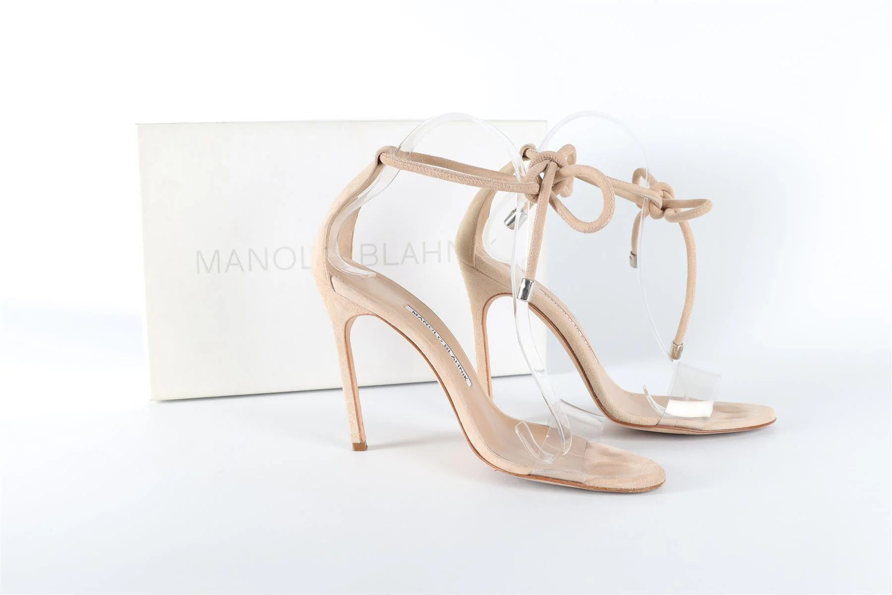 MANOLO BLAHNIK BEIGE SUEDE SANDALS EU 38 UK 5 US 8 - Image 6