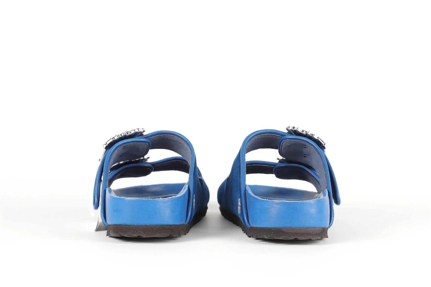 MANOLO BLAHNIK + BIRKENSTOCK BLUE VELVET SANDALS EU 38 UK 5 US 8 - Image 5