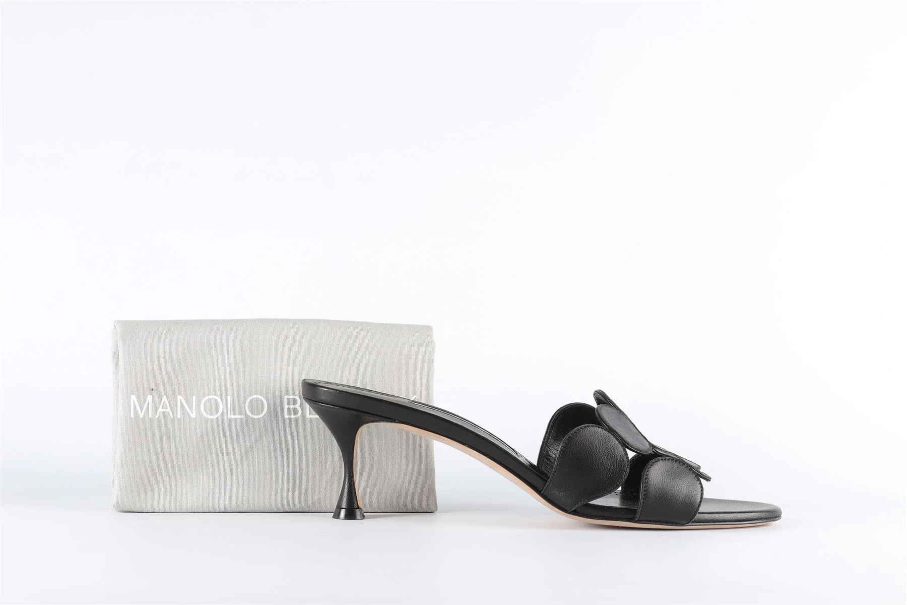 MANOLO BLAHNIK BLACK LEATHER SANDALS EU 40.5 UK 7.5 US 10.5 - Image 7