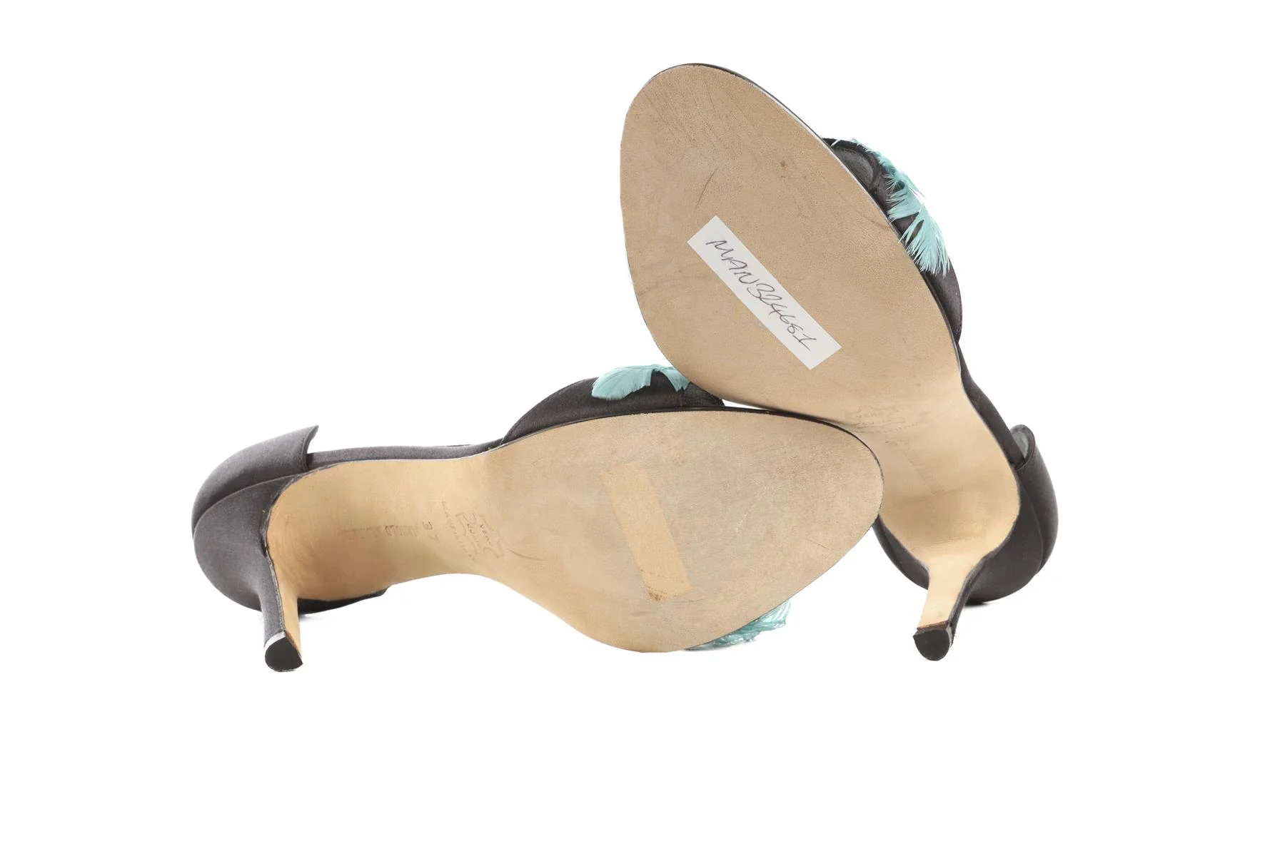 MANOLO BLAHNIK BLACK SATIN SANDALS EU 37 UK 4 US 7 - Image 6
