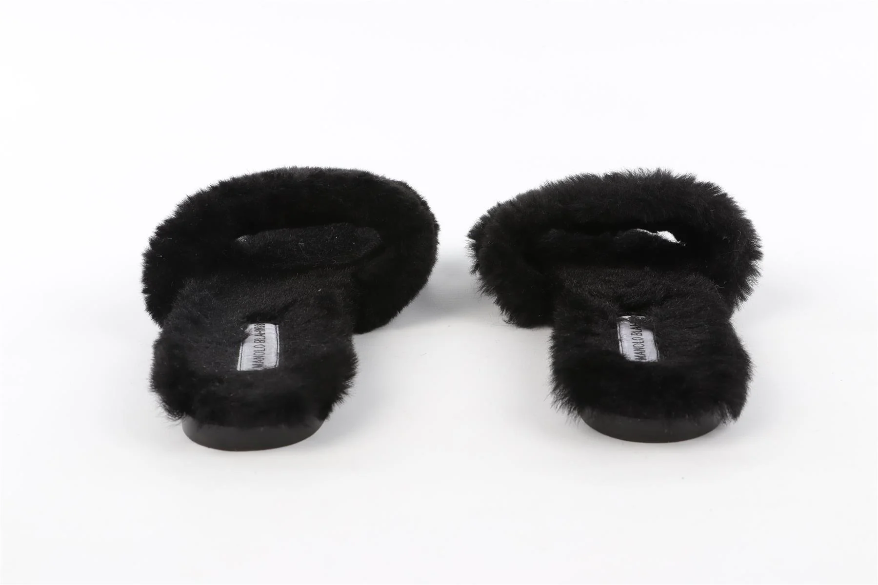 MANOLO BLAHNIK BLACK SHEARLING SLIDES EU 38 UK 5 US 8 - Image 6