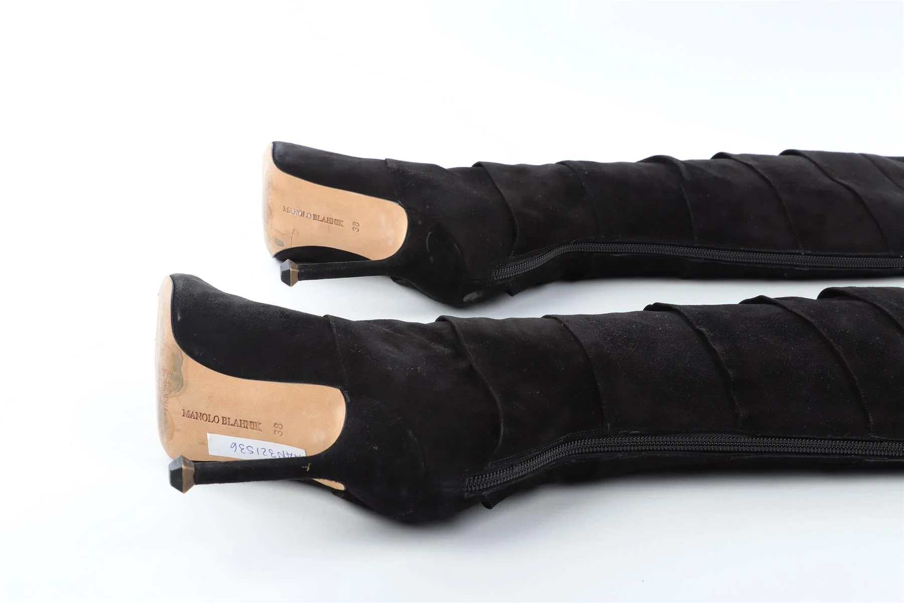 MANOLO BLAHNIK BLACK SUEDE KNEE HIGH BOOTS EU 38 UK 5 US 8 - Image 5