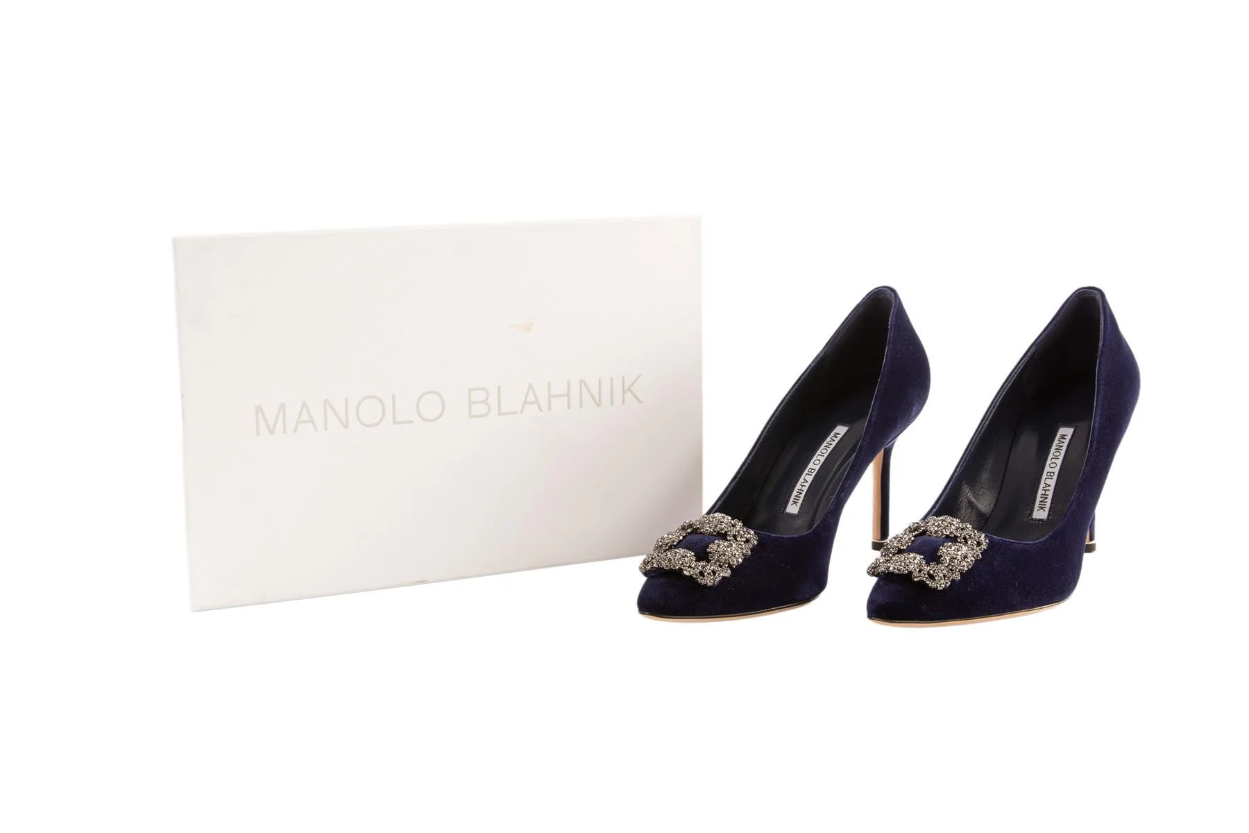 MANOLO BLAHNIK BLUE HANGISI VELVET PUMPS EU 39 - Image 7