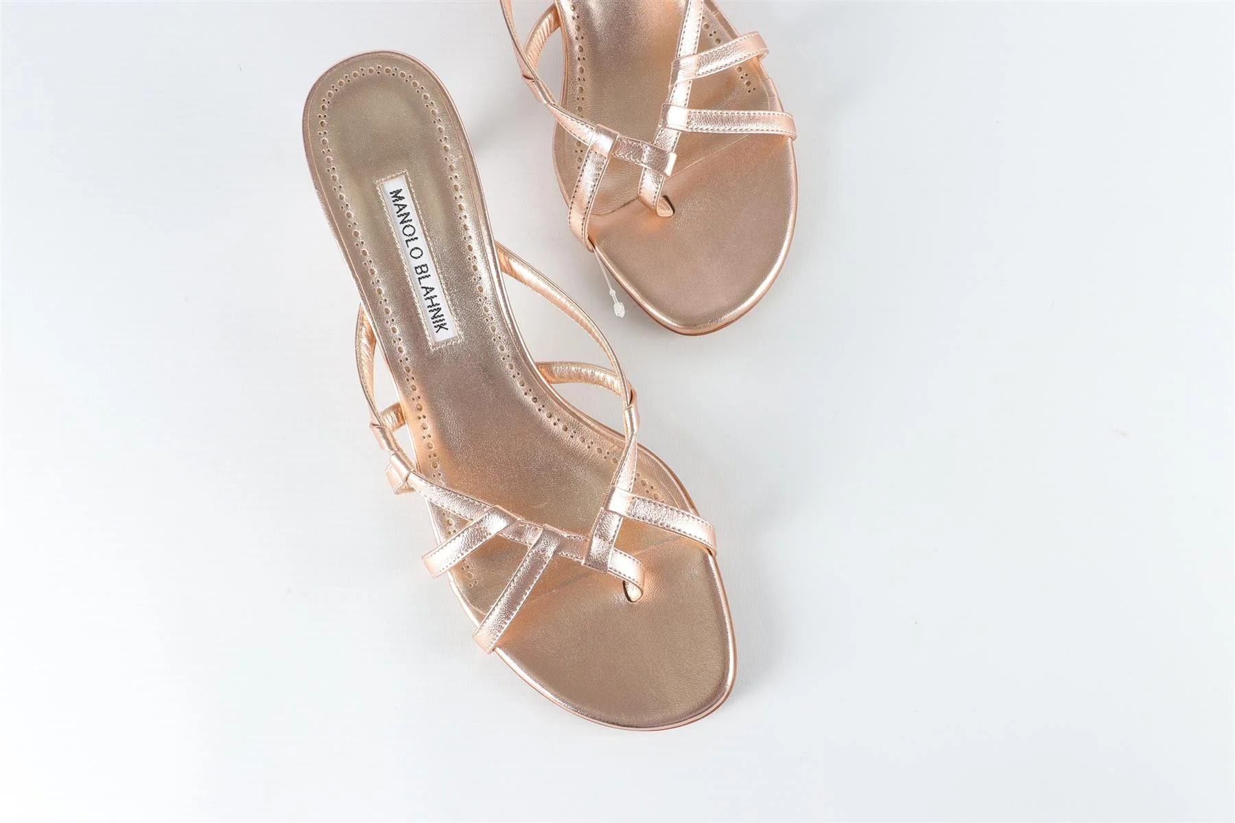 MANOLO BLAHNIK GOLD LEATHER SANDALS EU 40 UK 7 US 10 - Image 4