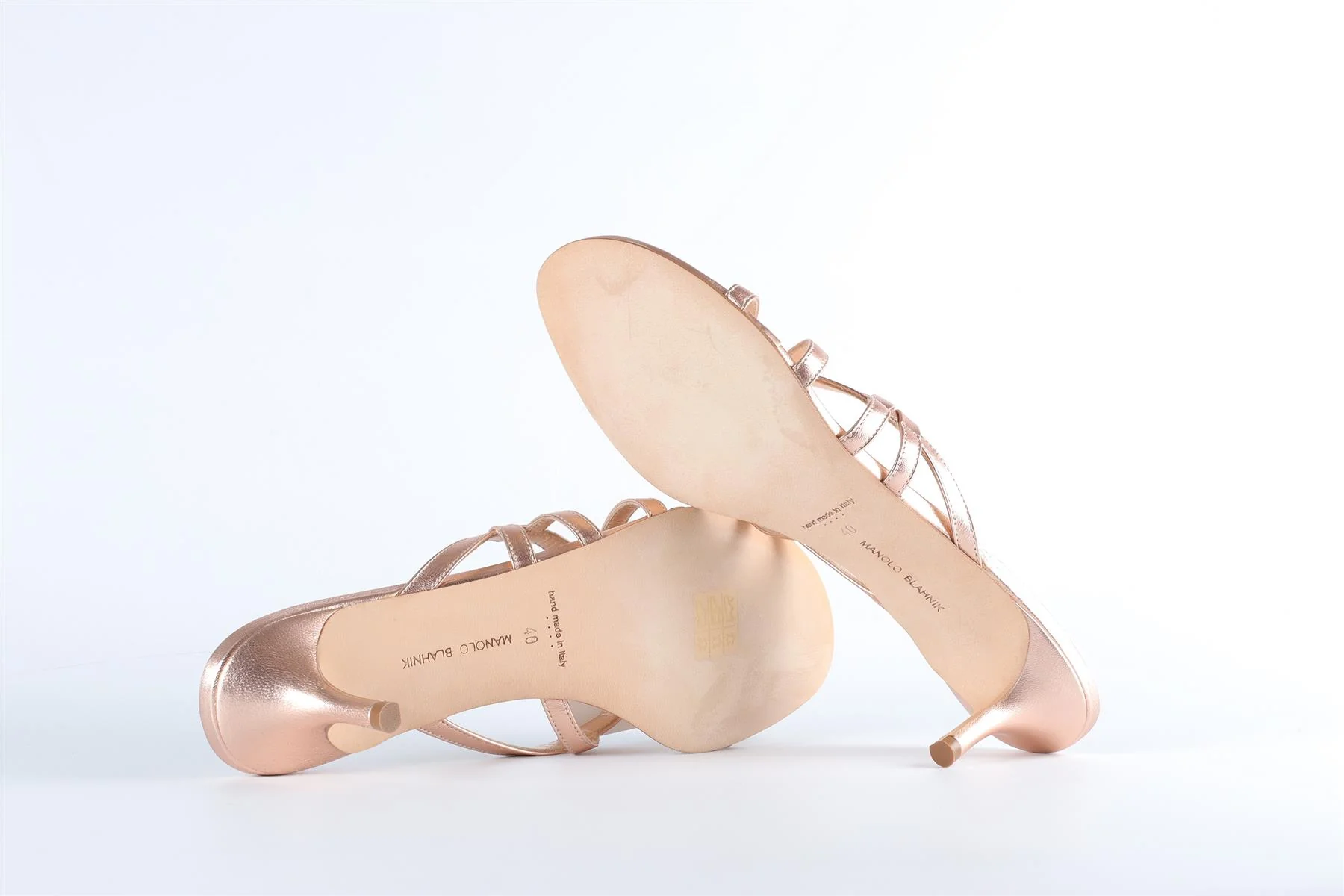 MANOLO BLAHNIK GOLD LEATHER SANDALS EU 40 UK 7 US 10 - Image 6