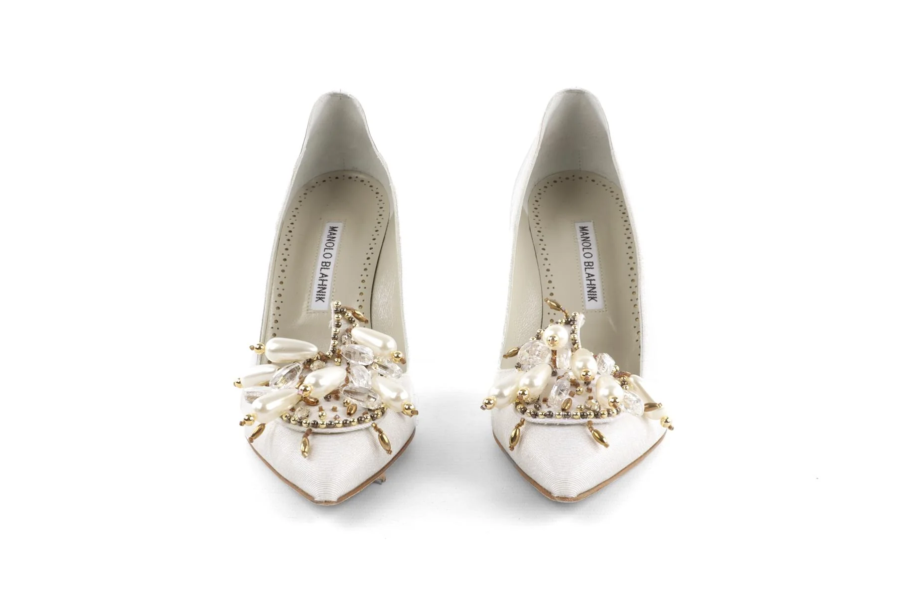 MANOLO BLAHNIK IVORY GROSGRAIN PUMPS EU 37.5 UK 4.5 US 7.5 - Image 3