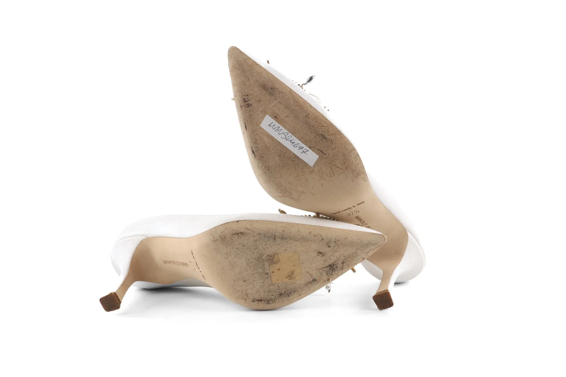 MANOLO BLAHNIK IVORY GROSGRAIN PUMPS EU 37.5 UK 4.5 US 7.5 - Image 6