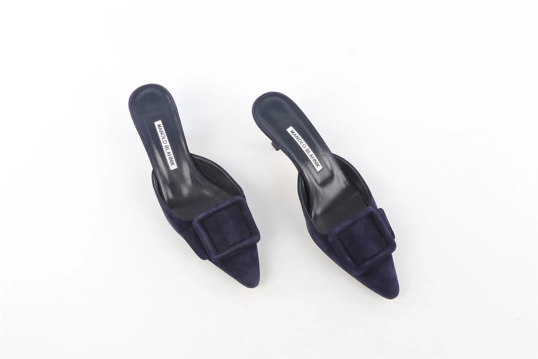 MANOLO BLAHNIK MAYSALE NAVY SUEDE MULES EU 38 UK 5 US 8 - Image 5