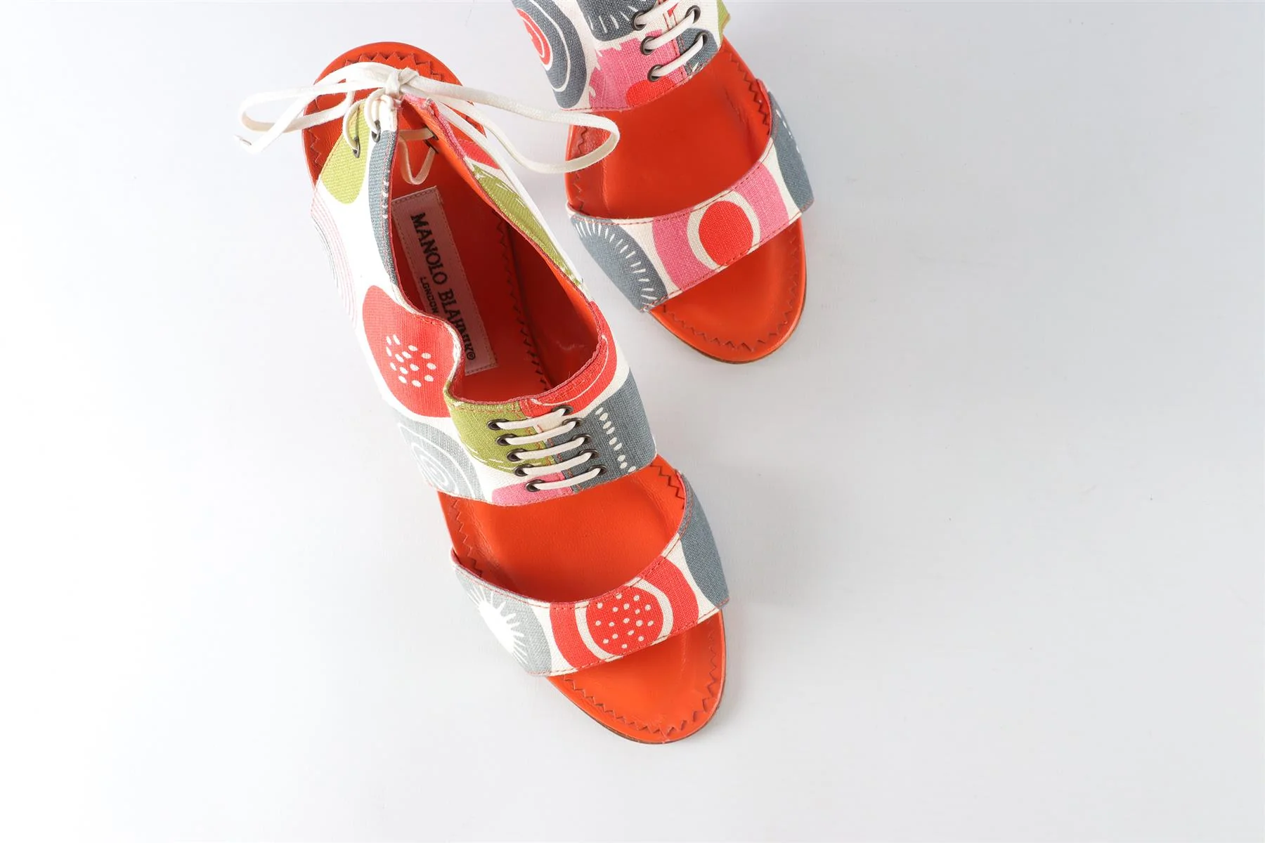 MANOLO BLAHNIK MULTI FABRIC SANDALS EU 40.5 UK 7.5 US 10.5 - Image 4